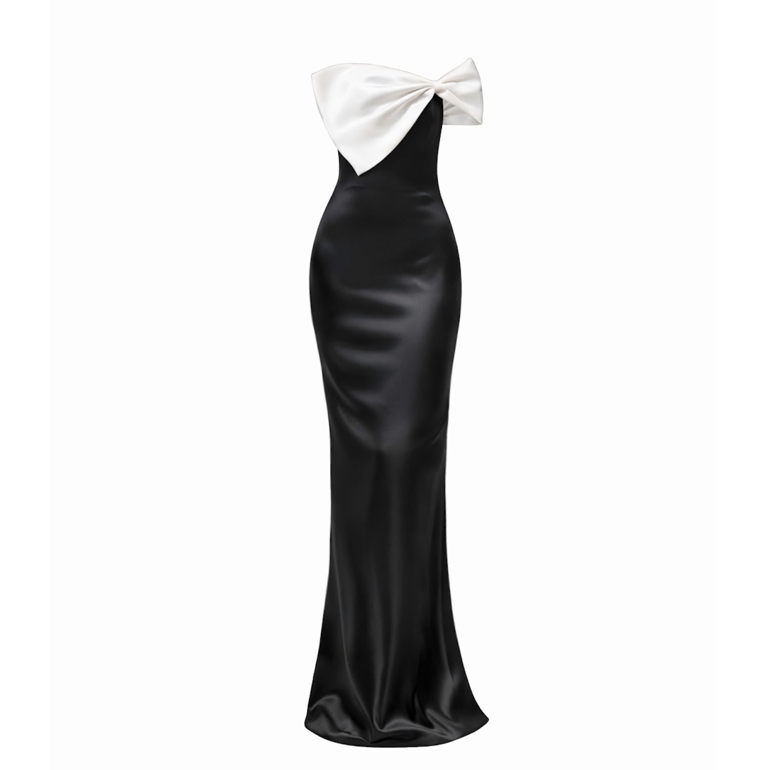 Grace Two-Tone Statement Bow Gown- Black/ White | Moda Glam