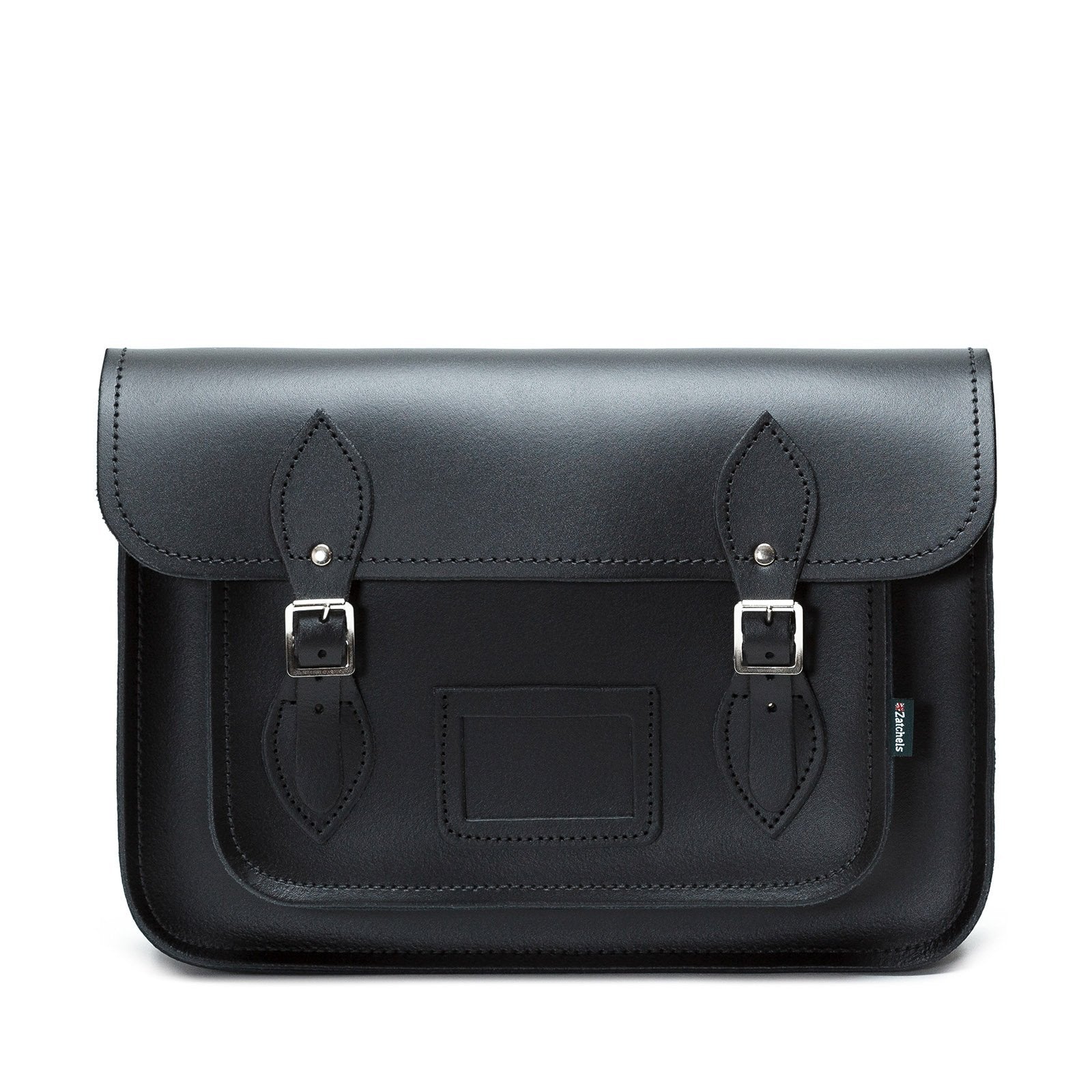 Handmade Leather Large Crossbody Satchel Bag - Black | Zatchels