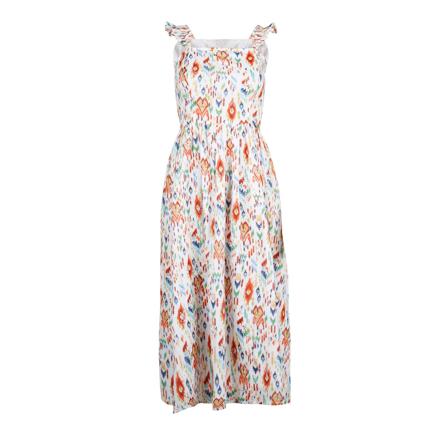 Em & Shi Ikat Upcycled Cotton Dress - White