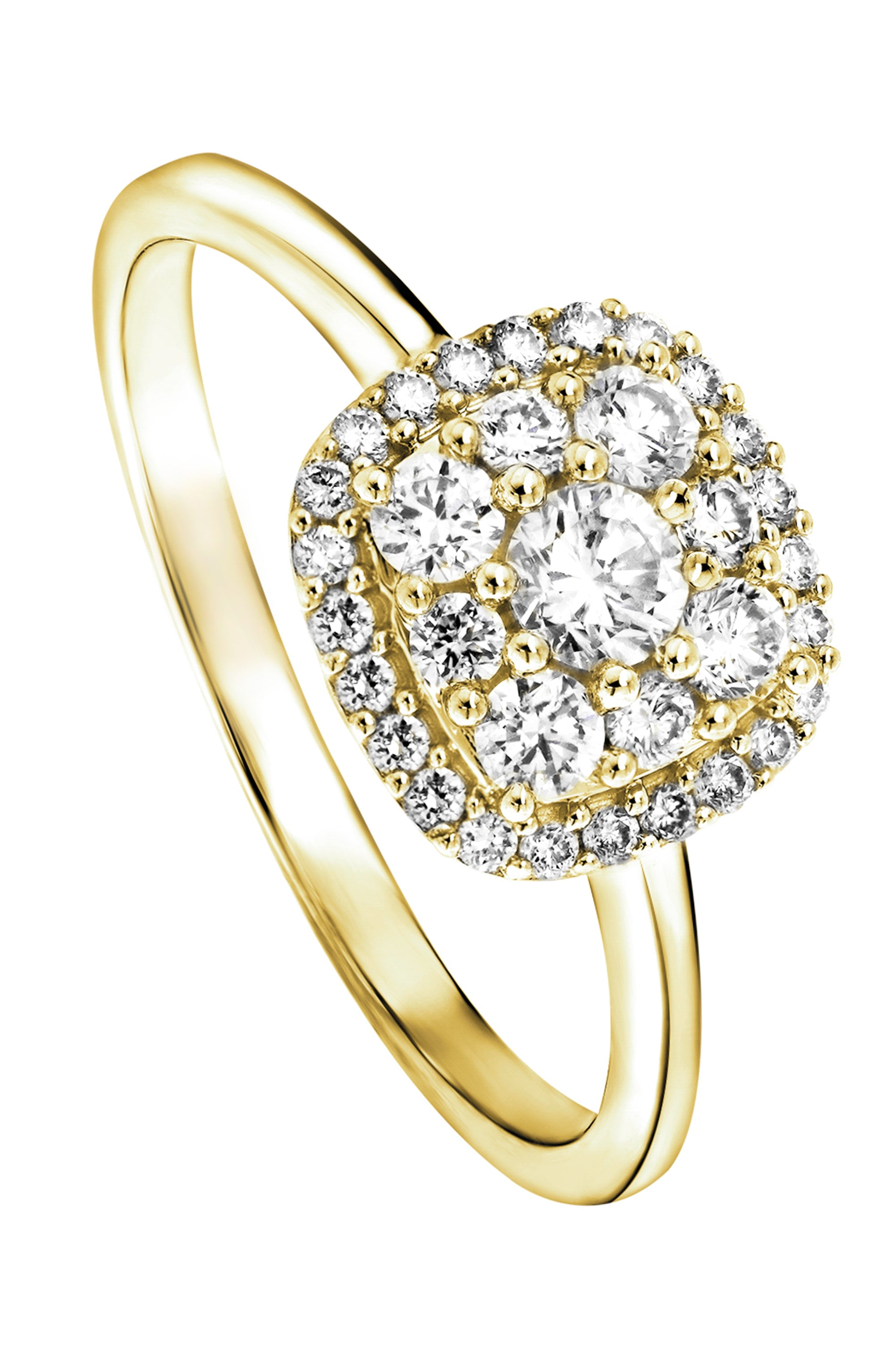 Diamond cluster engagement ring yellow gold deals