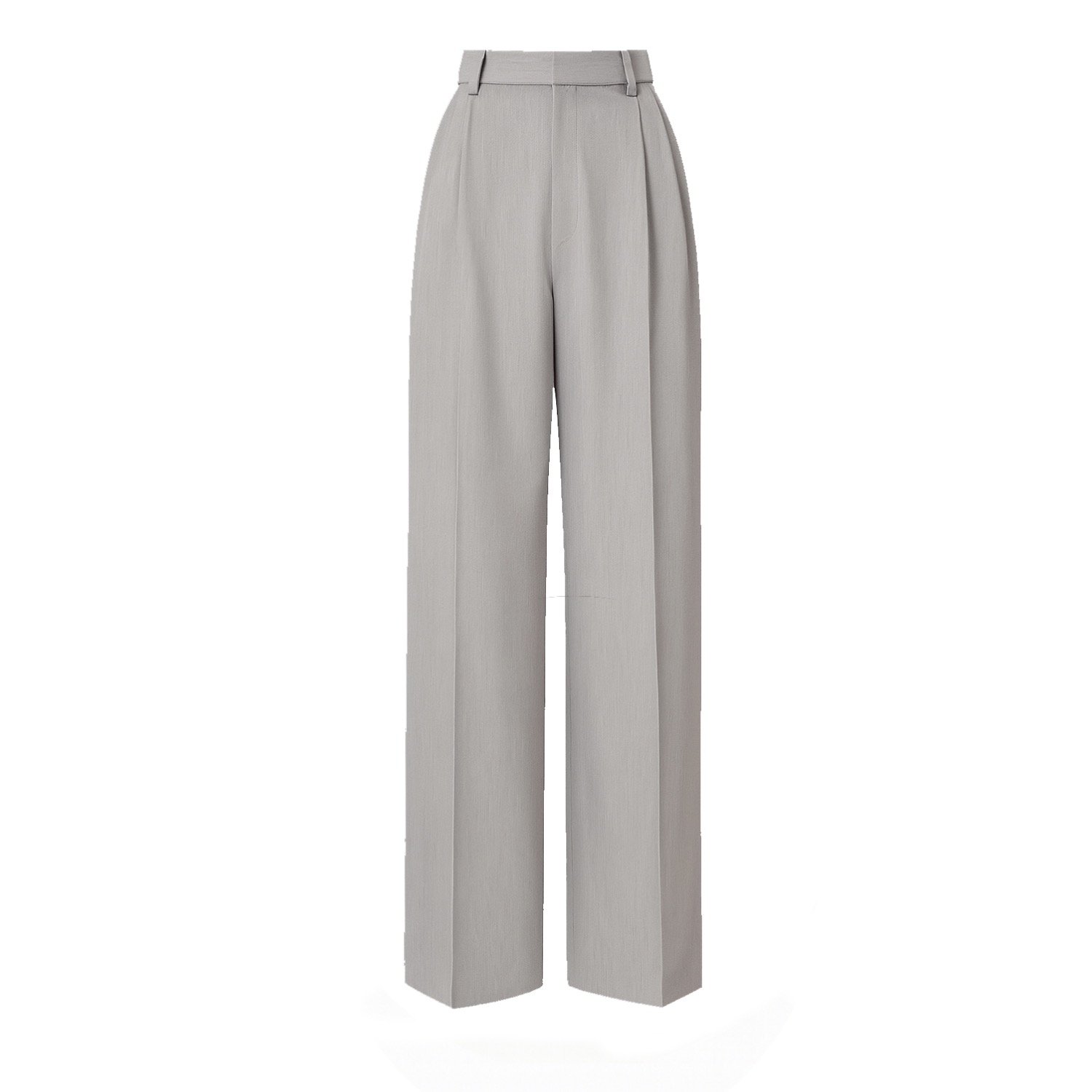 High-Waisted Wide-Leg Tailored Trousers – Light Grey  display picture 2