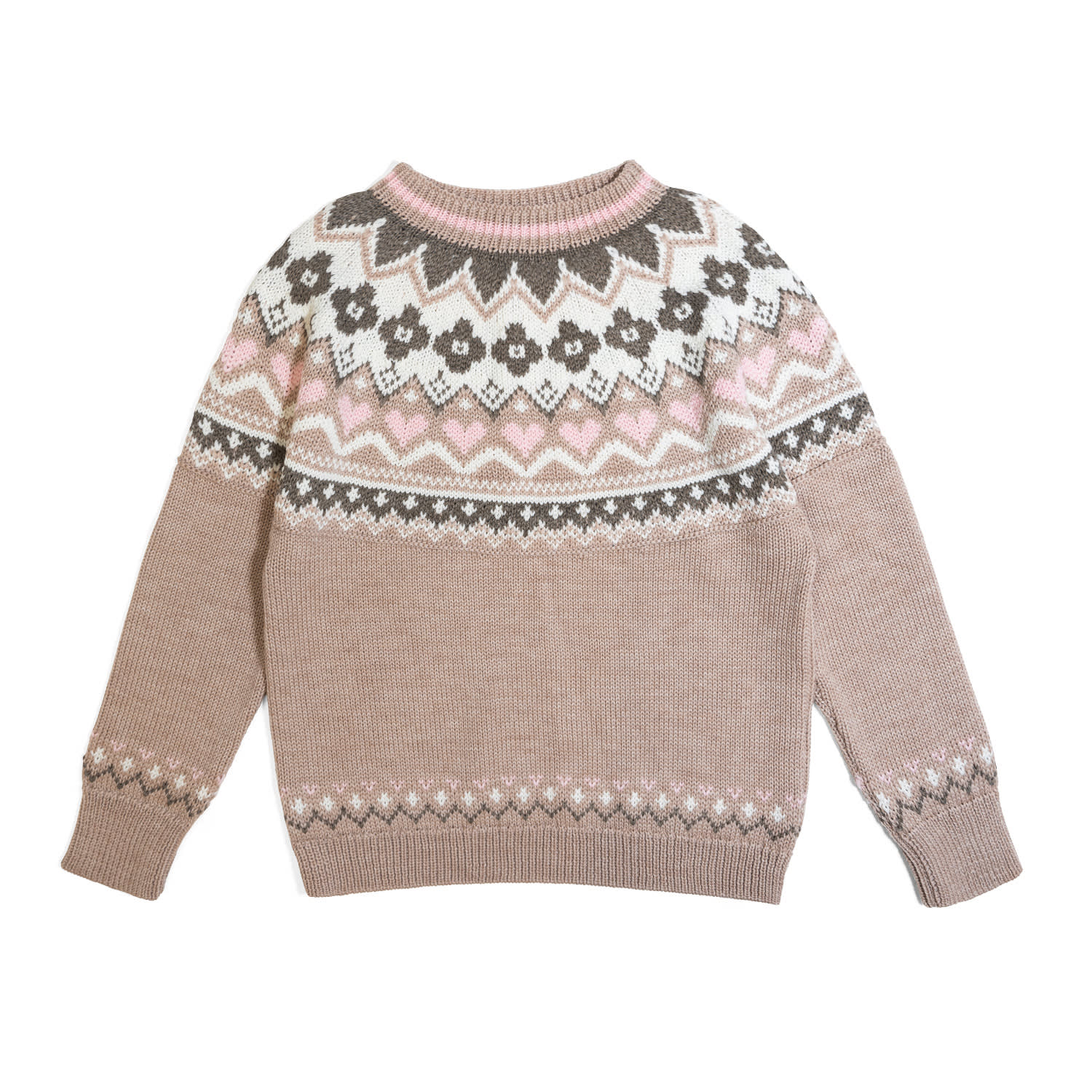 Hilda Faire Isle Sweater In Beige Multi | GiGi Knitwear | Wolf