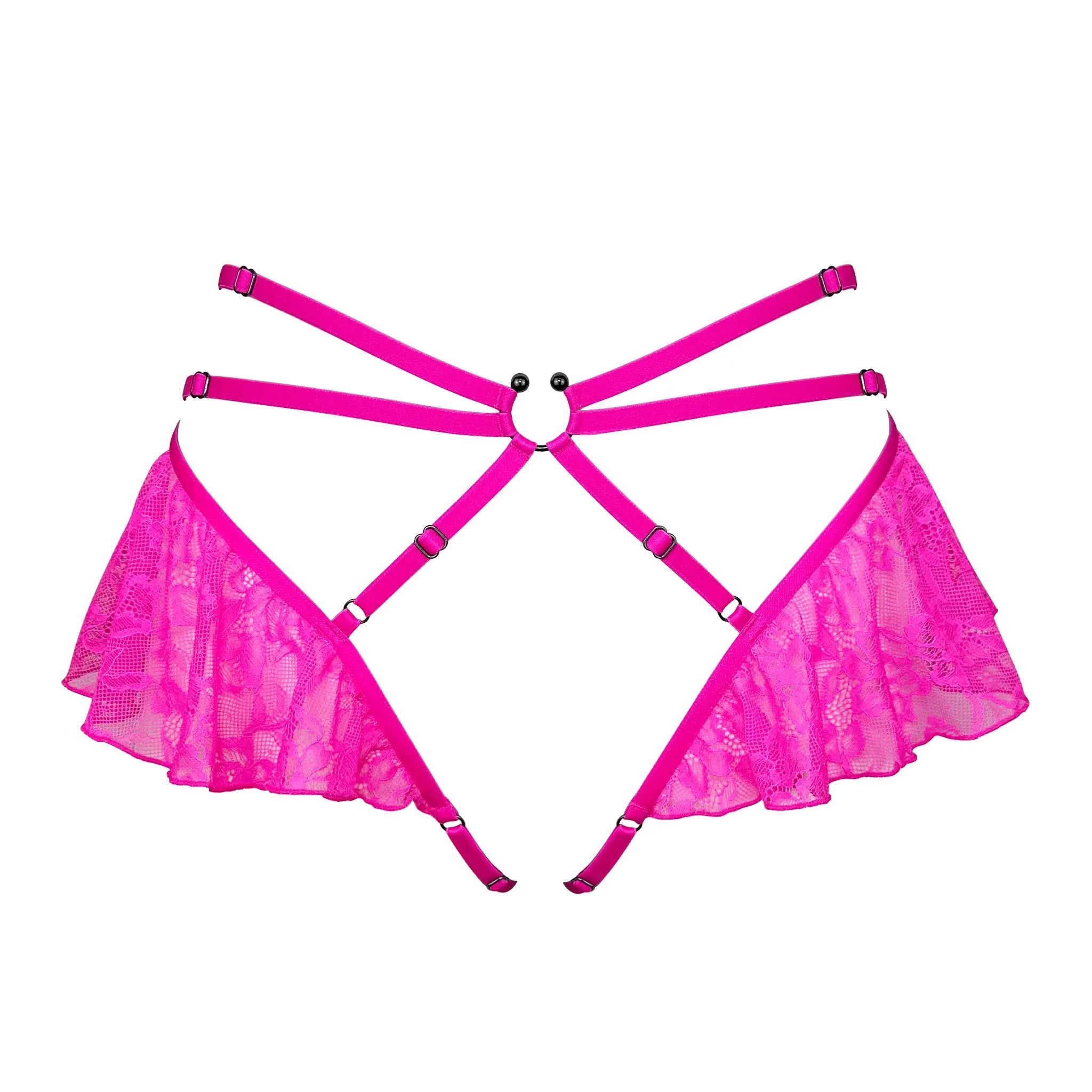 Hologram Skirted Harness Electric Magenta | Monique Morin Lingerie