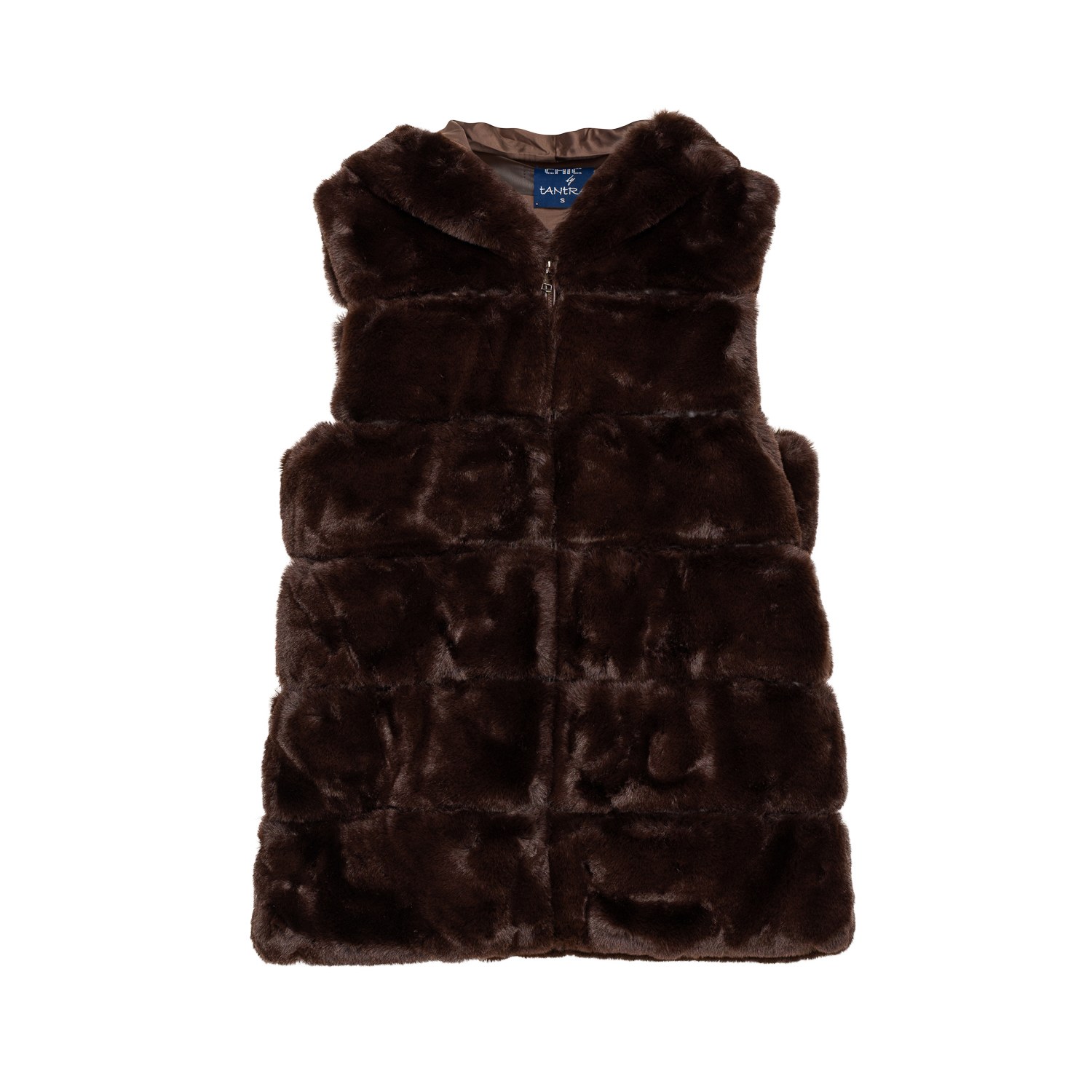 Hooded Fur Vest With Zip Closure Brown | TANTRA SPAIN SL | Wolf
