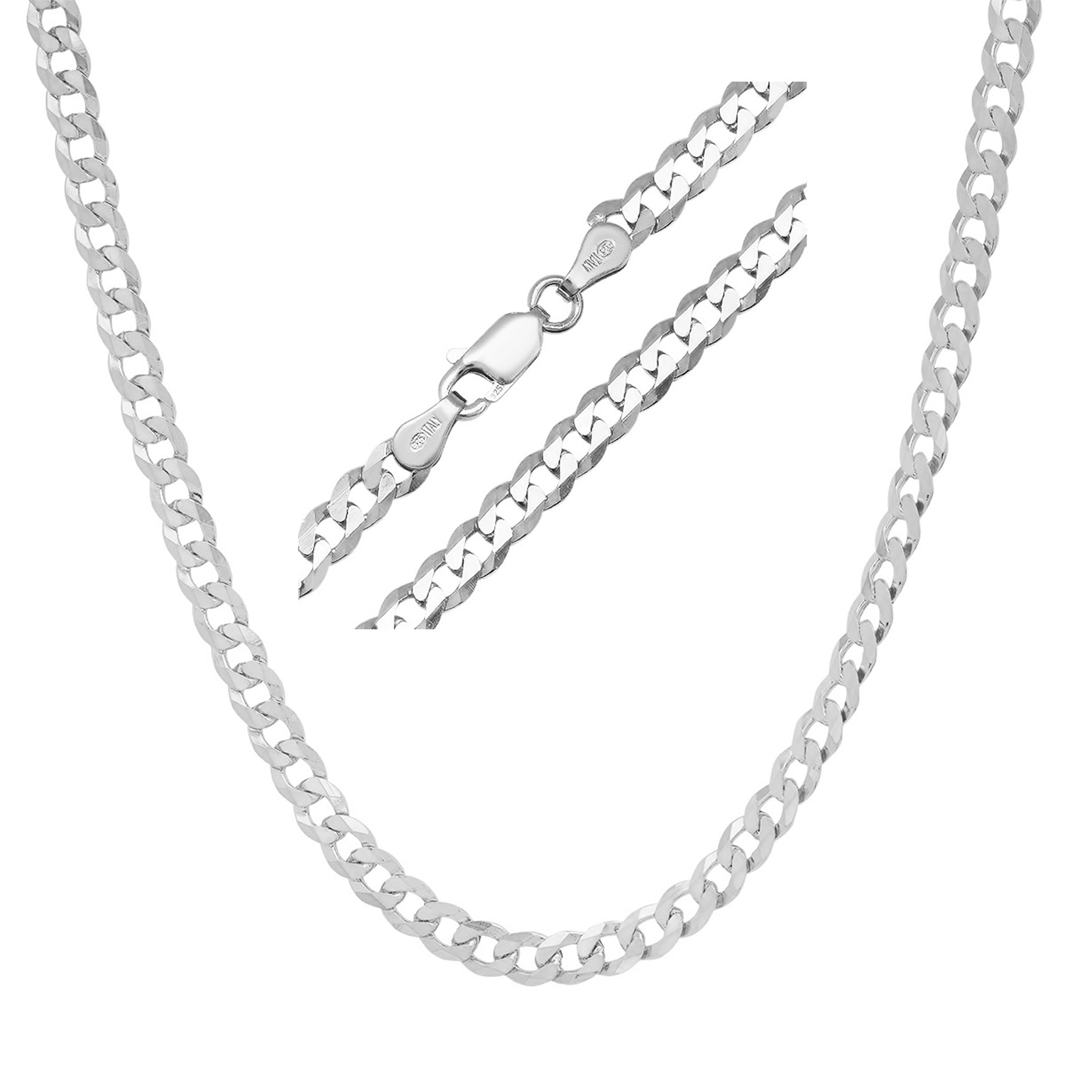 4mm Sterling Curb Chains - 18 4mm Sterling Curb Chains - 18