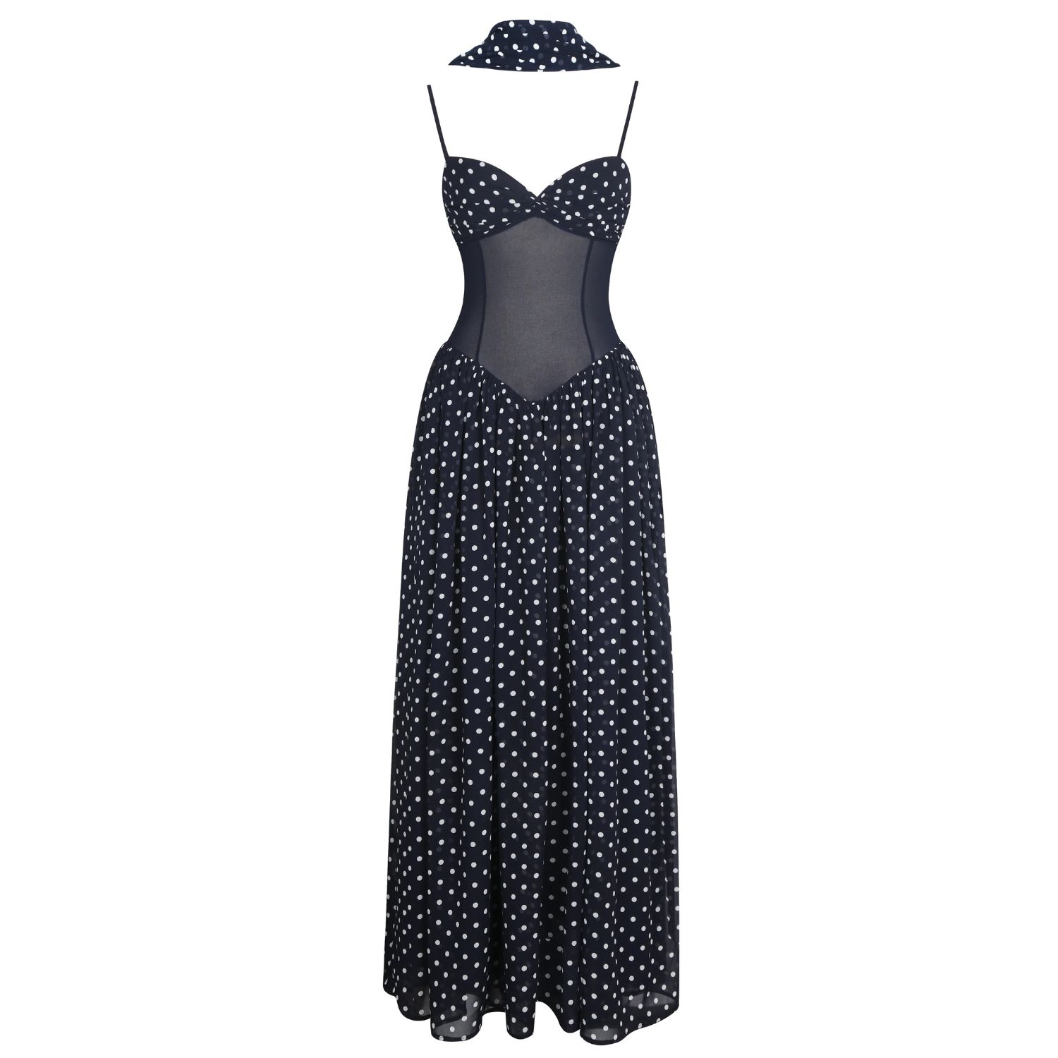 navy blue polka dot maxi dress Navy Polka Dot Midi Dress