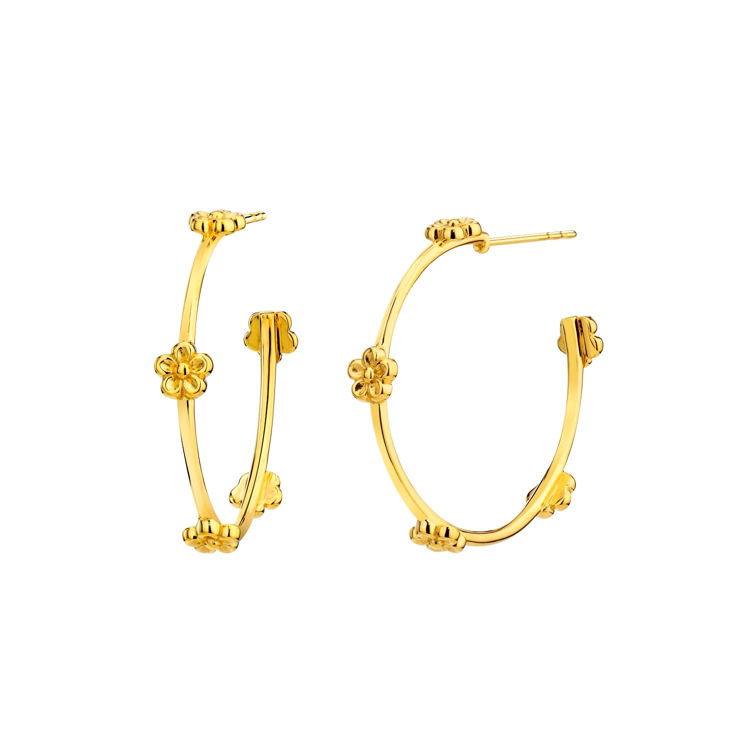 Gold hoops with flowers deals
