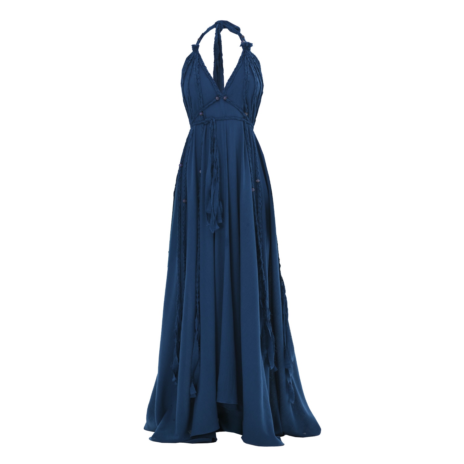 blue bohemia dress Moonshadow Blue Boho Wedding Dress  Off-shoulder Cotton Maxi Gown | Lucia