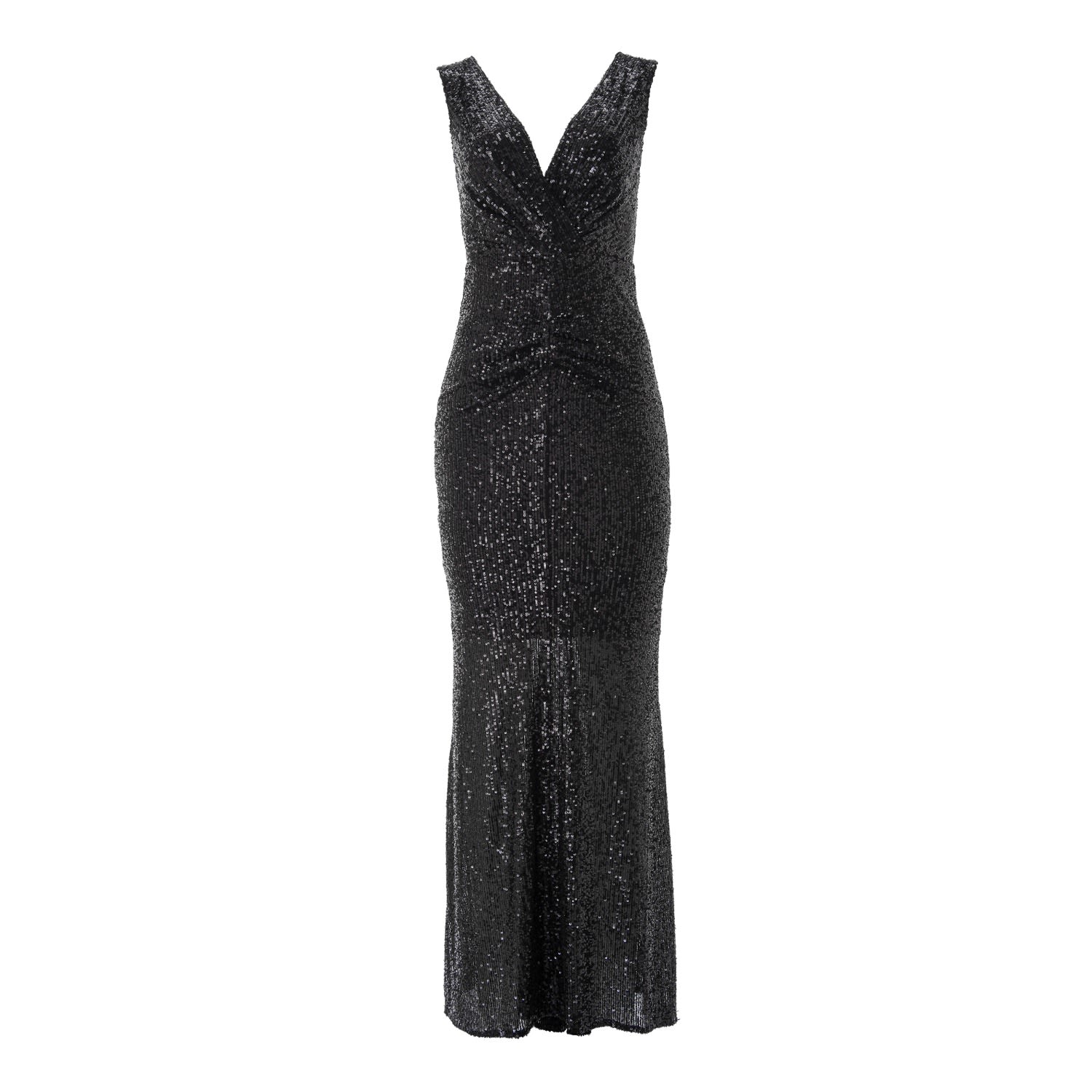 Lita Couture Sequin V-neck Floor-length Dress - Black