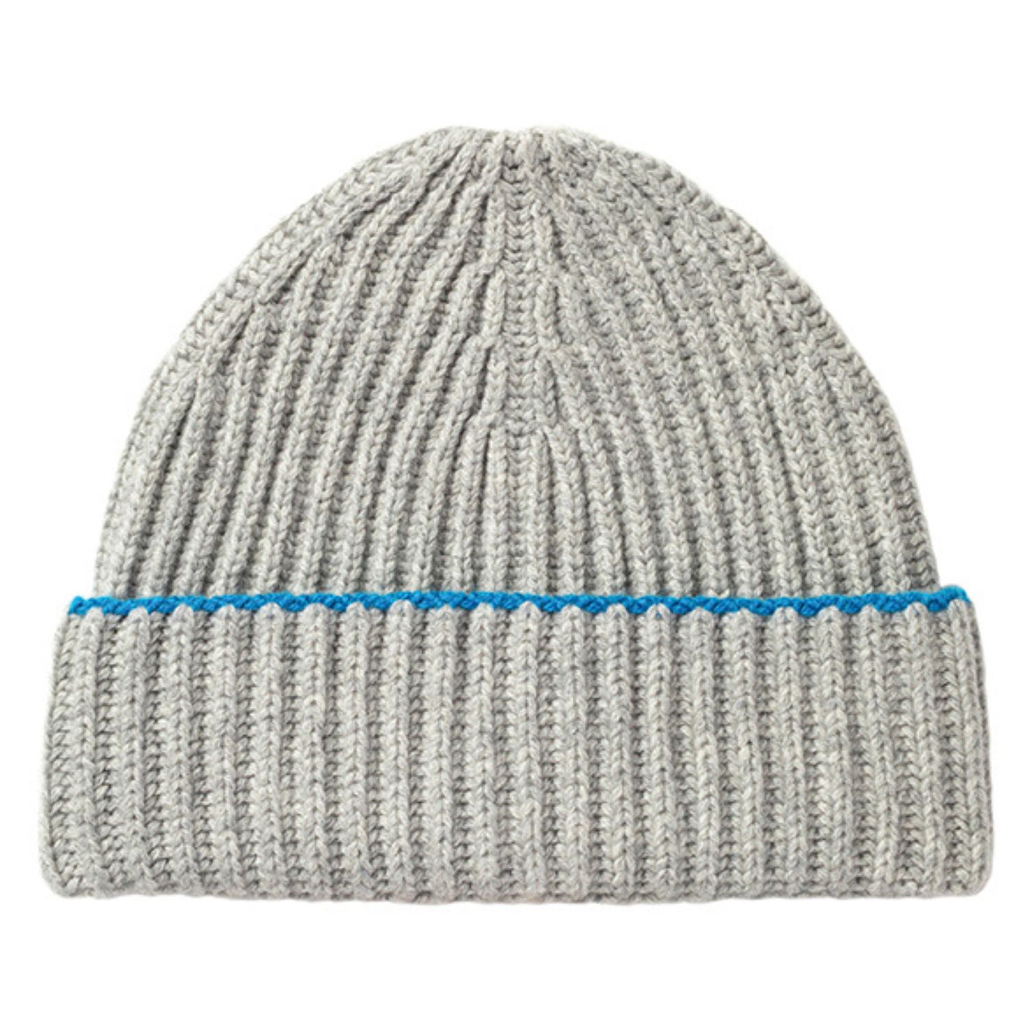 Ladies Light Grey Chunky Ribbed Cashmere Beanie Hat 