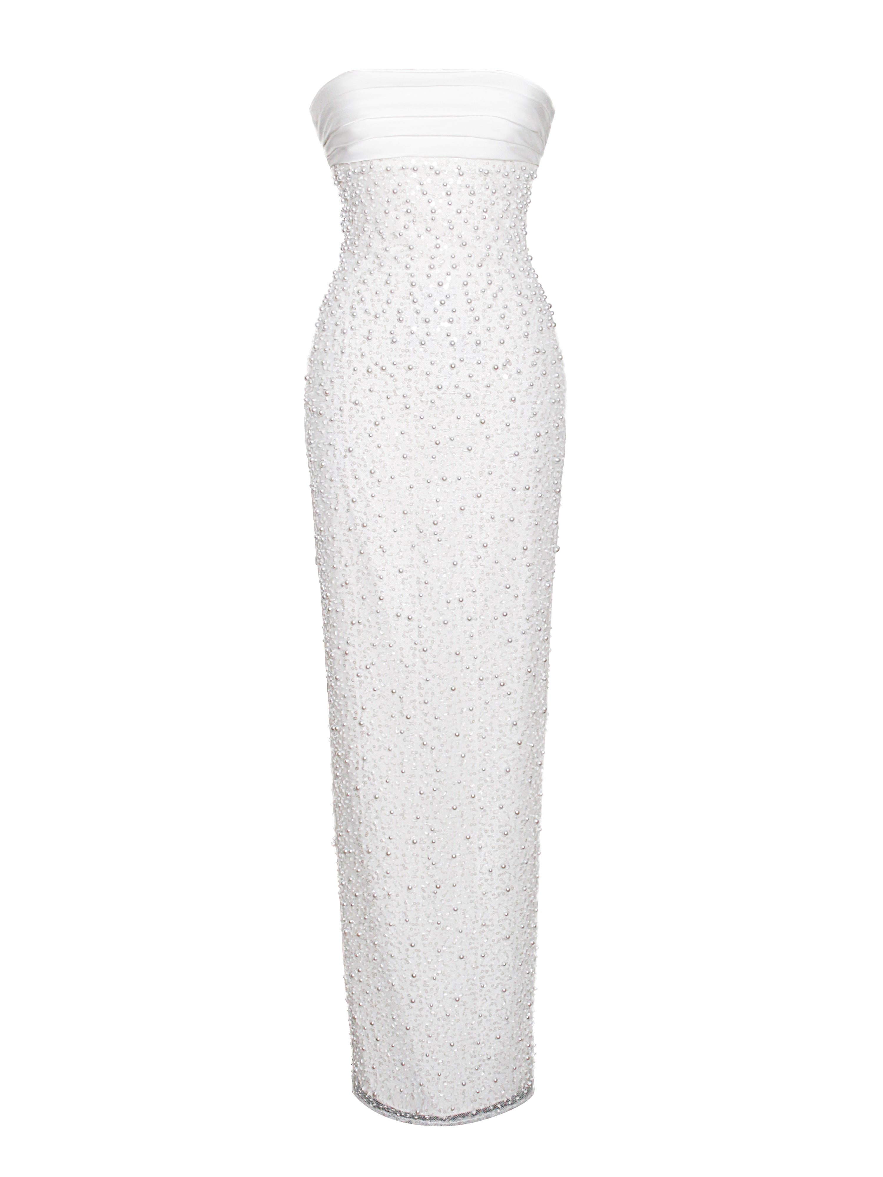 white beaded dress long Golden Column with Sequin Detailing & Cape by Tony Ward  Elilhaam it offers structure and support while showcasing the dcolletage White 3D Floral Beaded Backless