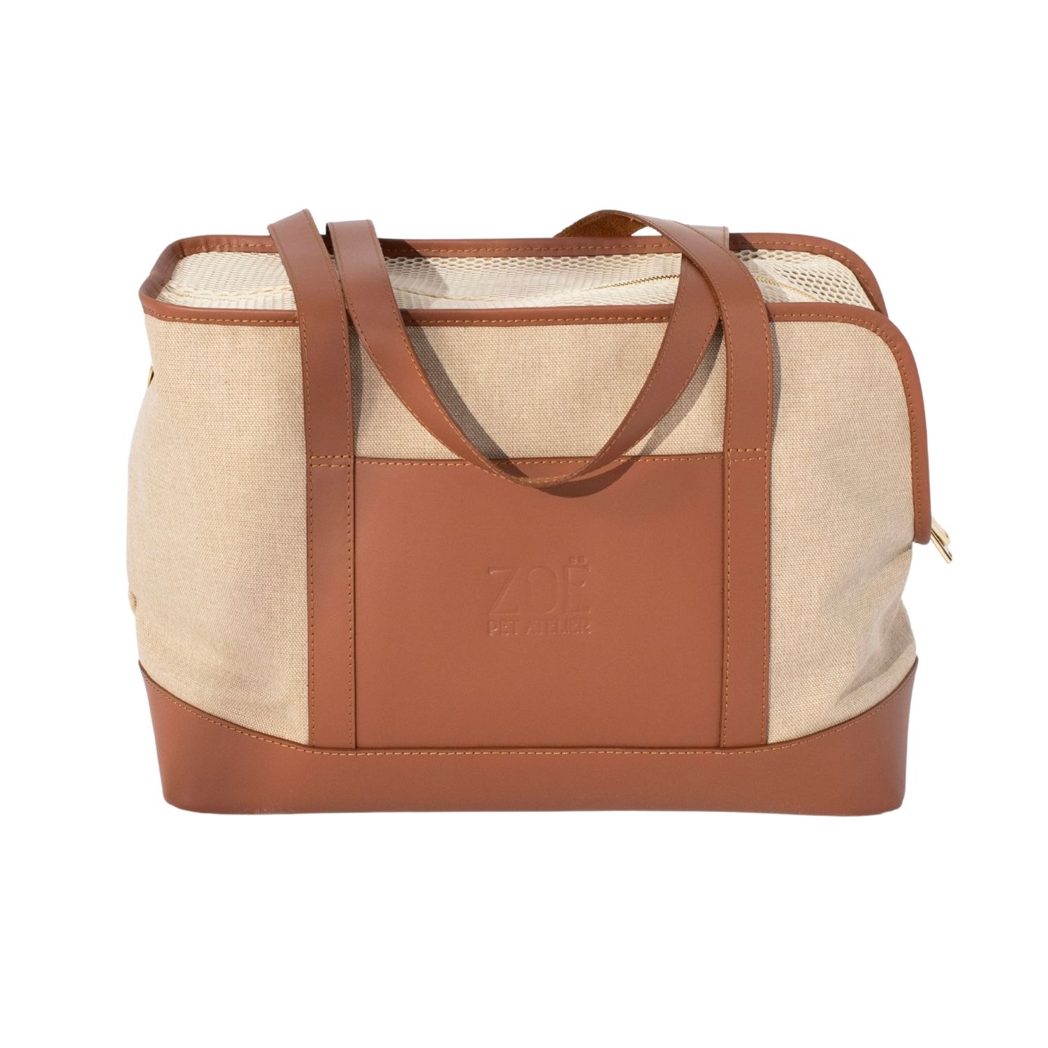 Leather & Canvas Light Weight Dog Carrier Brown | ZOË PET ATELIER