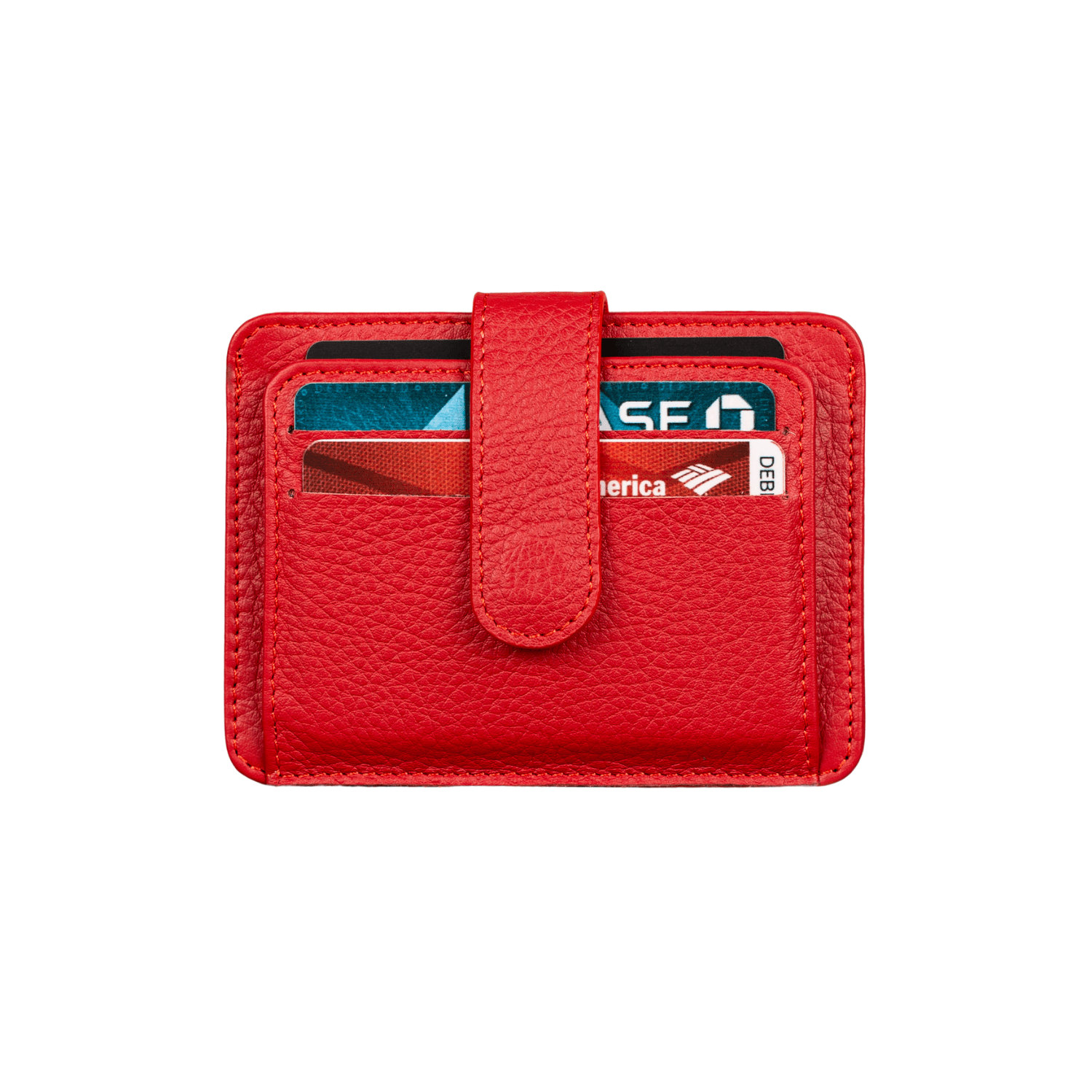 Leather Card Holder Wallet With Id Window - Red - Miami | LEATHERE