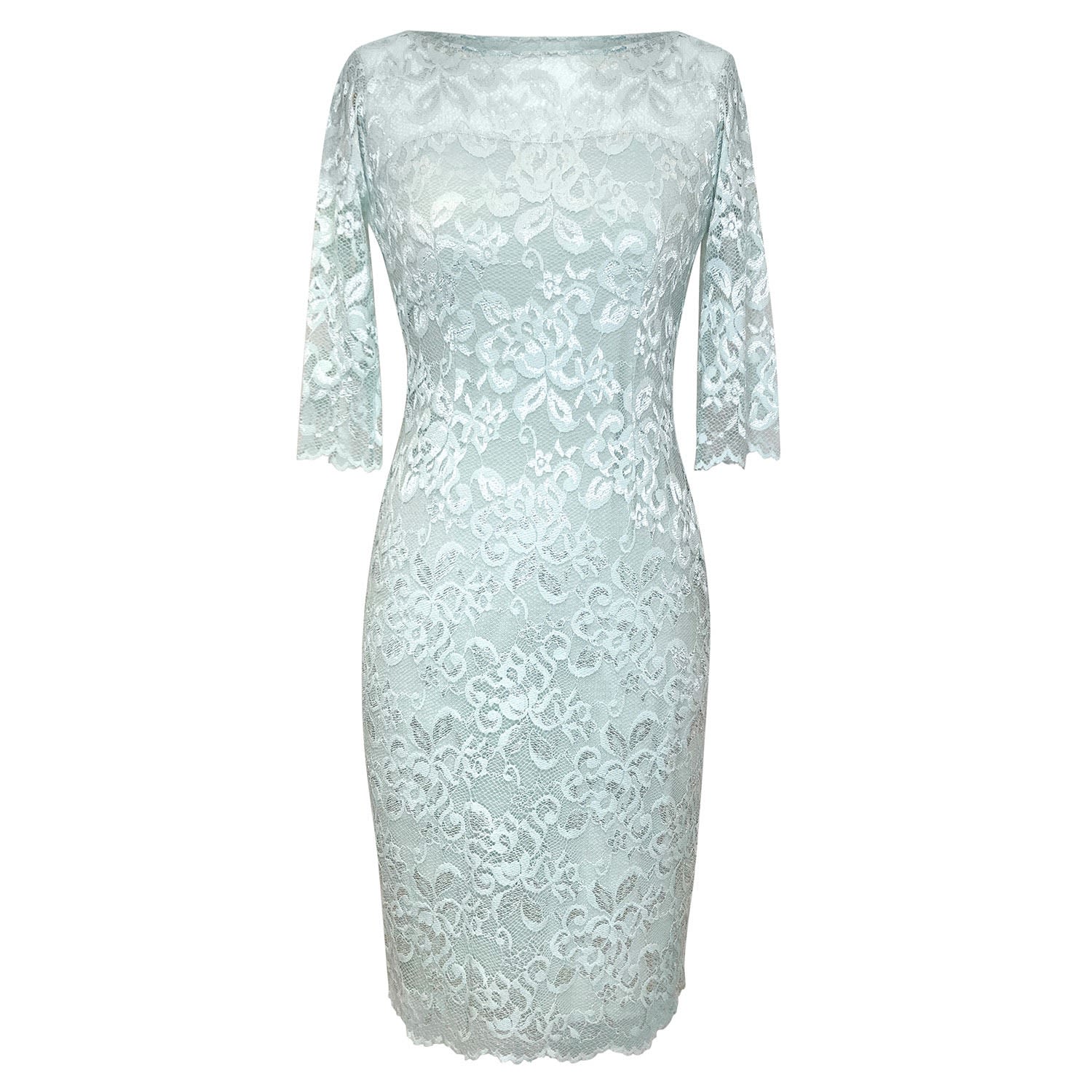 mint green lace dress with sleeves Mint Green Mother Of The Bride Dresses A Line Lace Top Tea Length Chiffon Mother Of The Bride Dresses