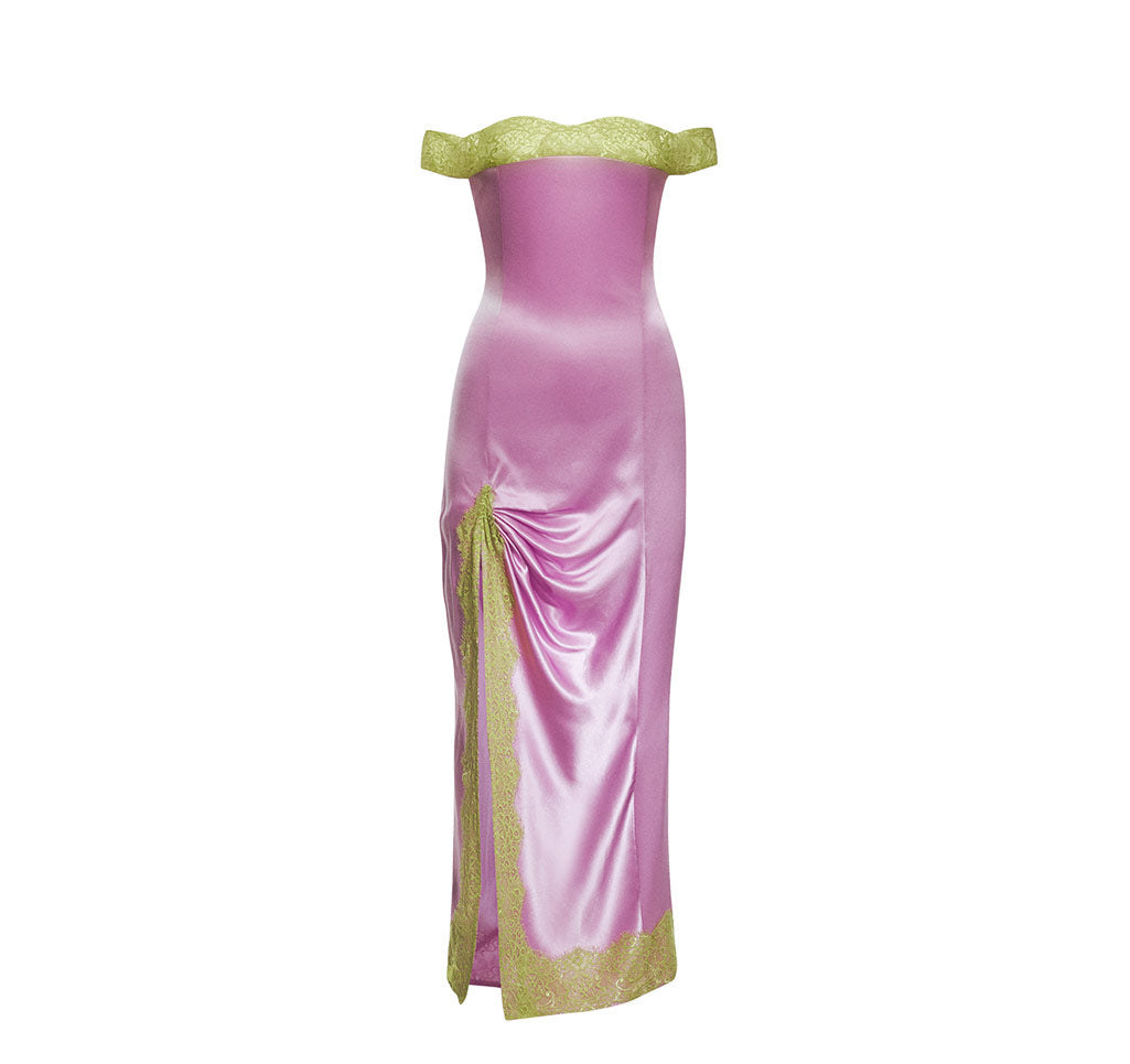 green emerald velvet dress Chic Lilac Two Pieces Evening Dress with Spaghetti Straps SS697 main image 0