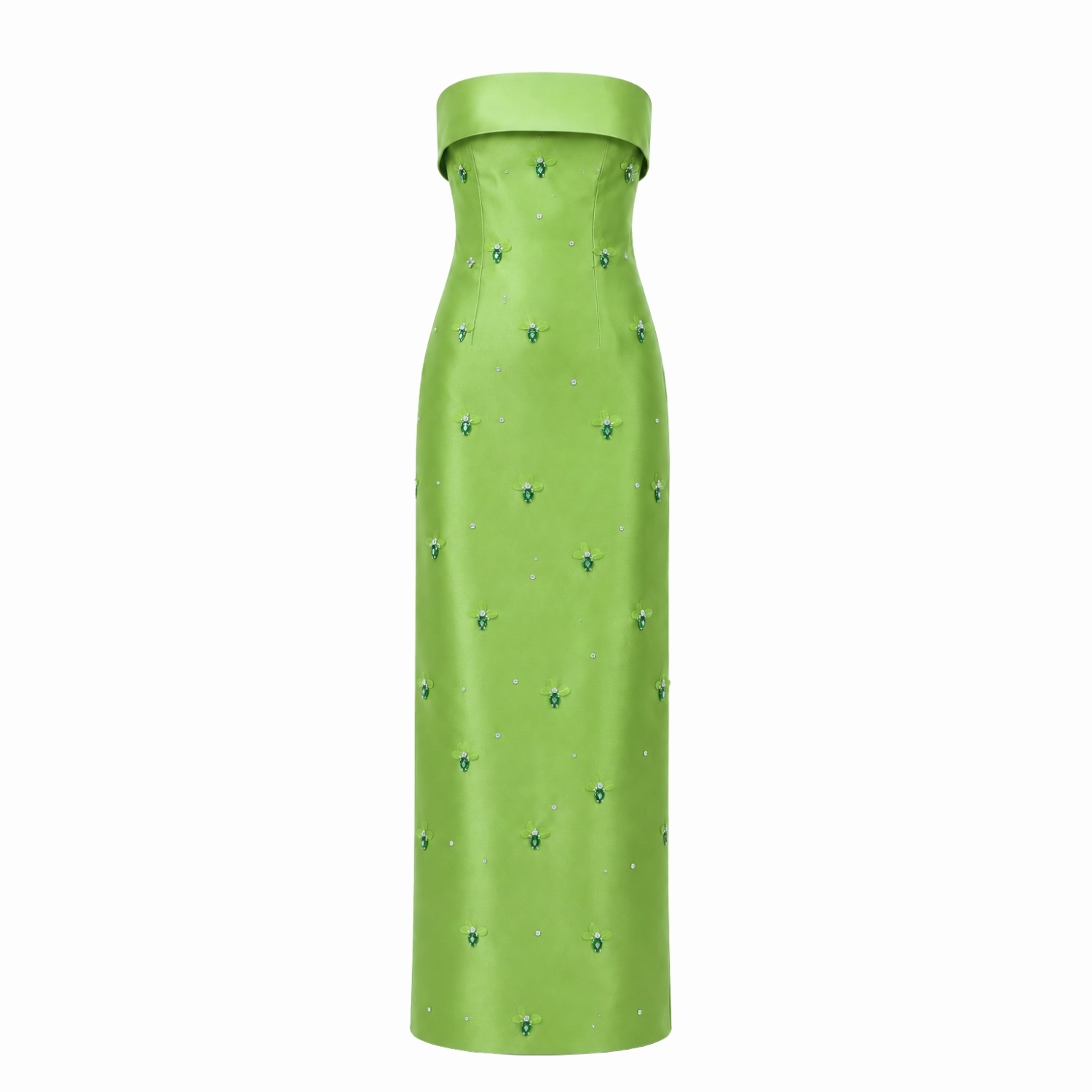 Lime Pistachio Green Embellished Column Gown | GUSHKA | Wolf & Badger