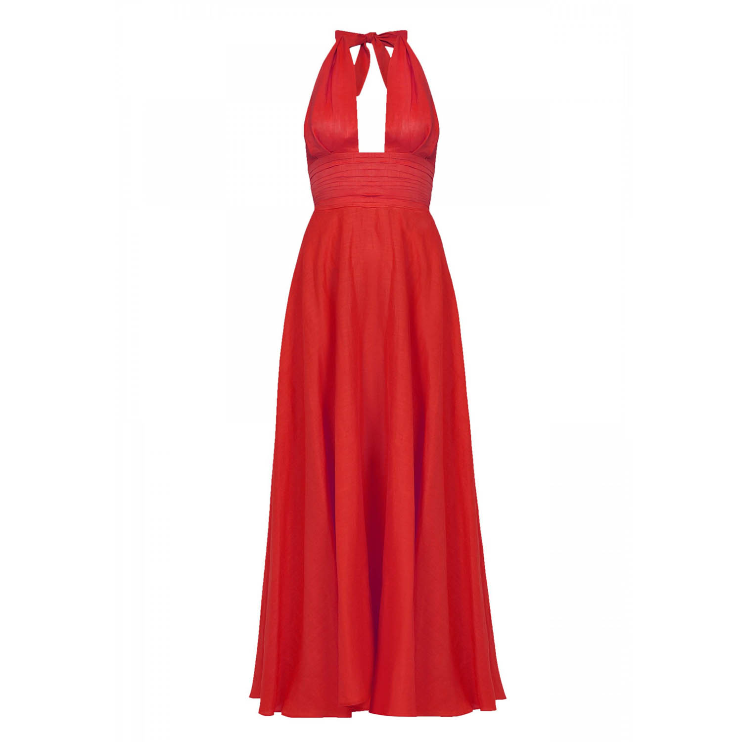knee length dresses for ladies Red Linen Dominica Midi Dress main image 0
