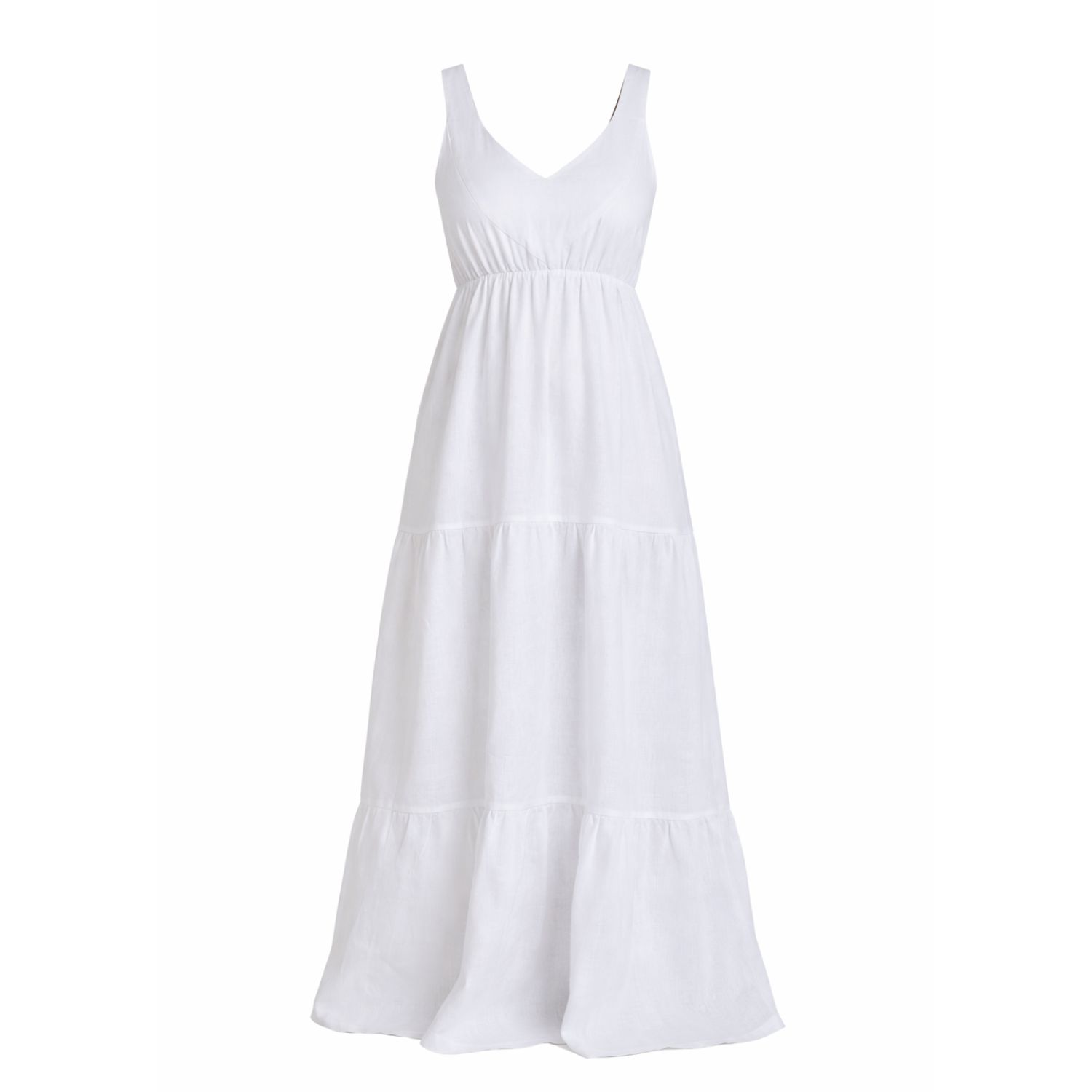 Nikka Place Linen Maxi Maternity Dress - White