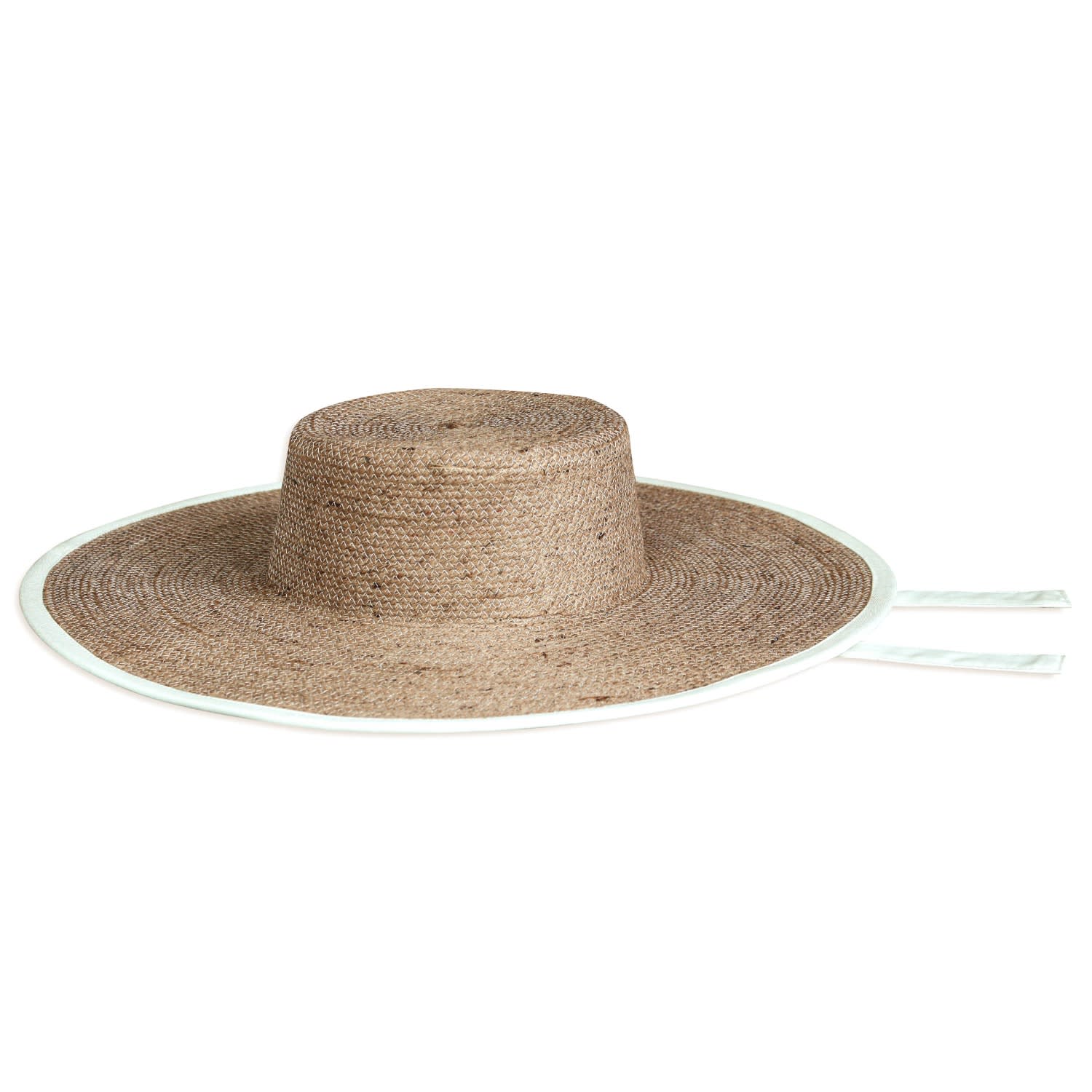 Lolo Wide-Brim Jute Boater Hat In Natural Beige | Brunna.Co 