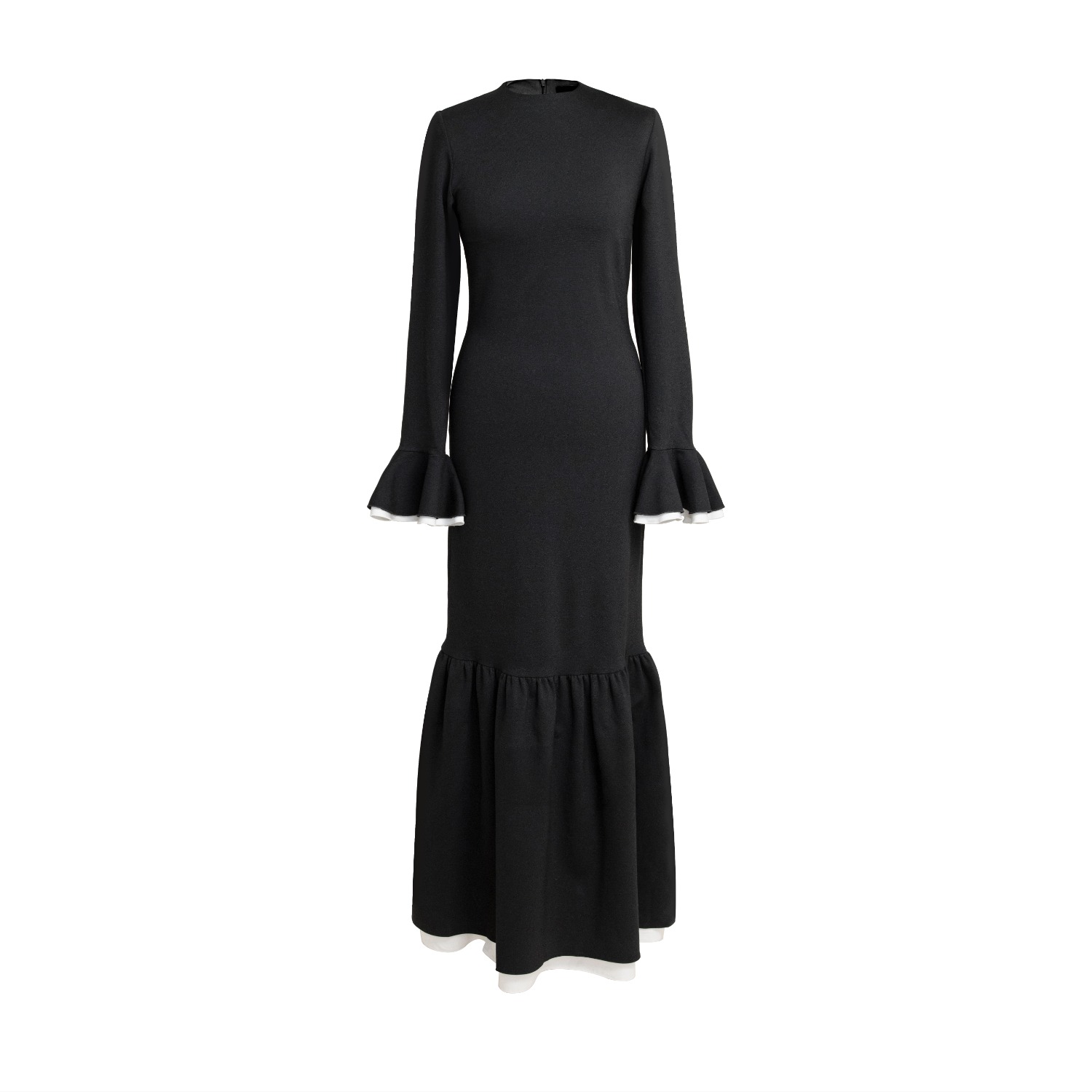 knee length dresses for ladies Elegant Long Sleeve Formal Dress with High Quality Midi Pocket Black / M main image 0