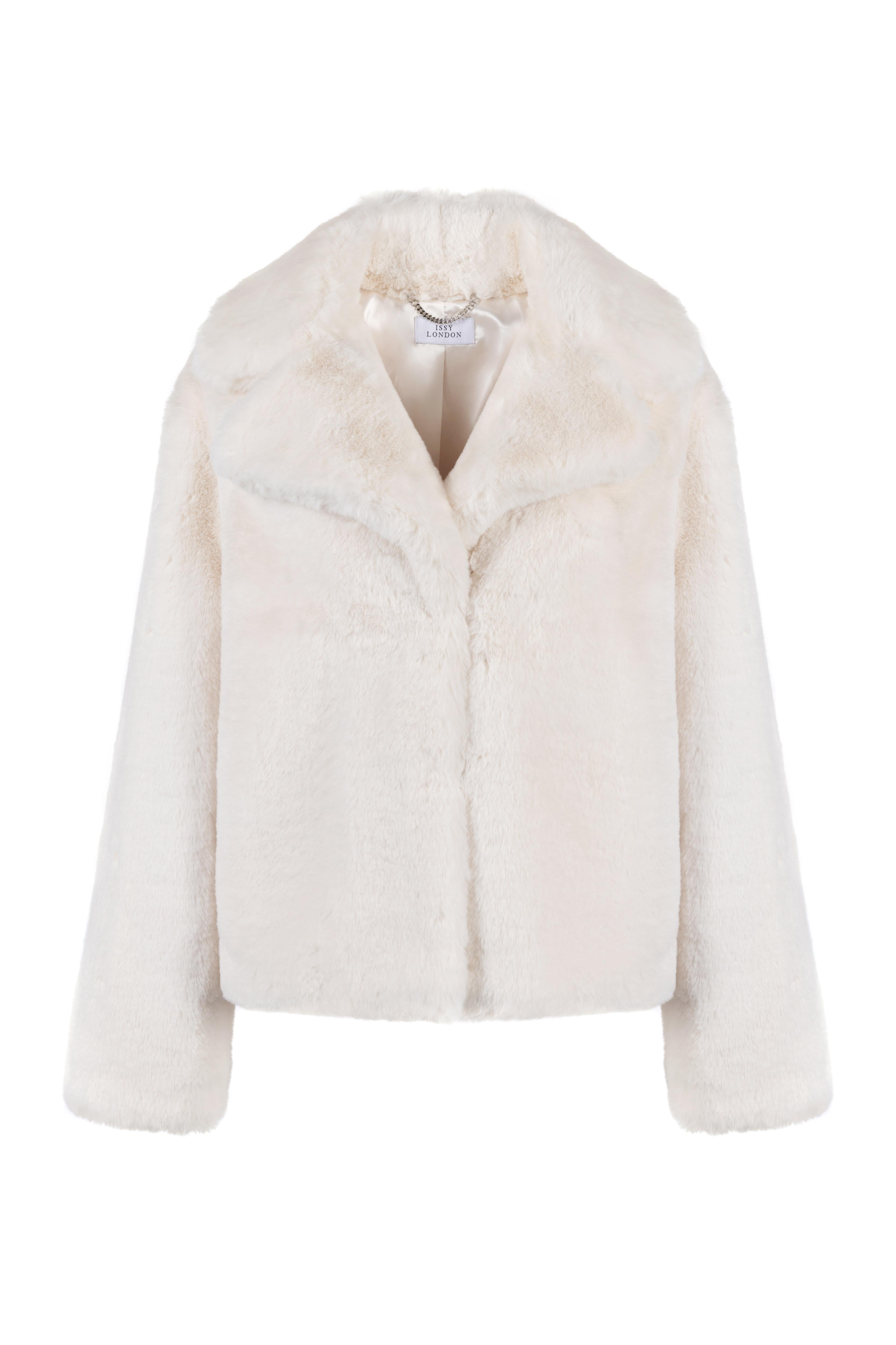Loren Jacket Vegan Luxe Soft Faux Fur Cream | ISSY LONDON | Wolf