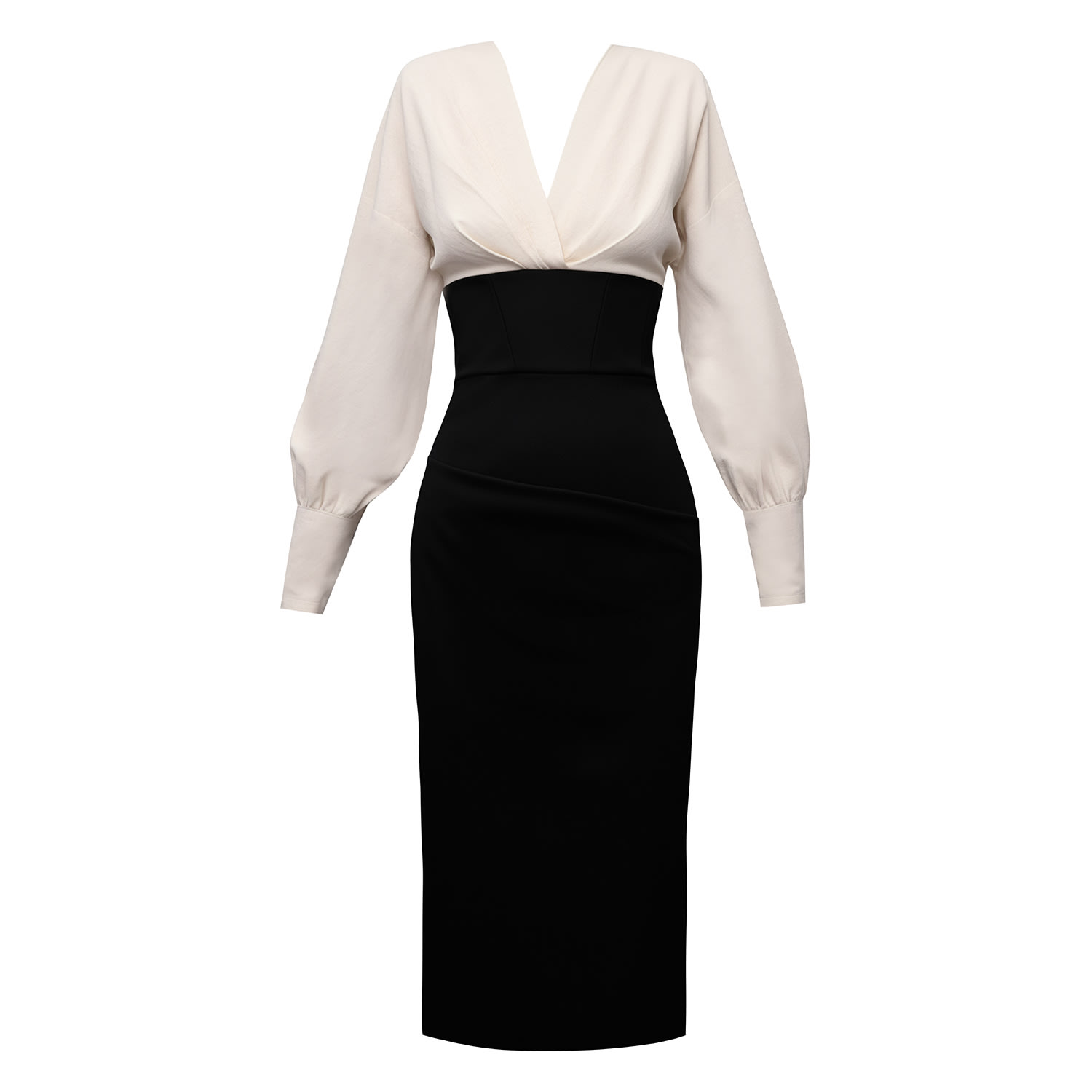 Alina Cernatescu Lunaria Midi Cotton Pencil Dress - Black