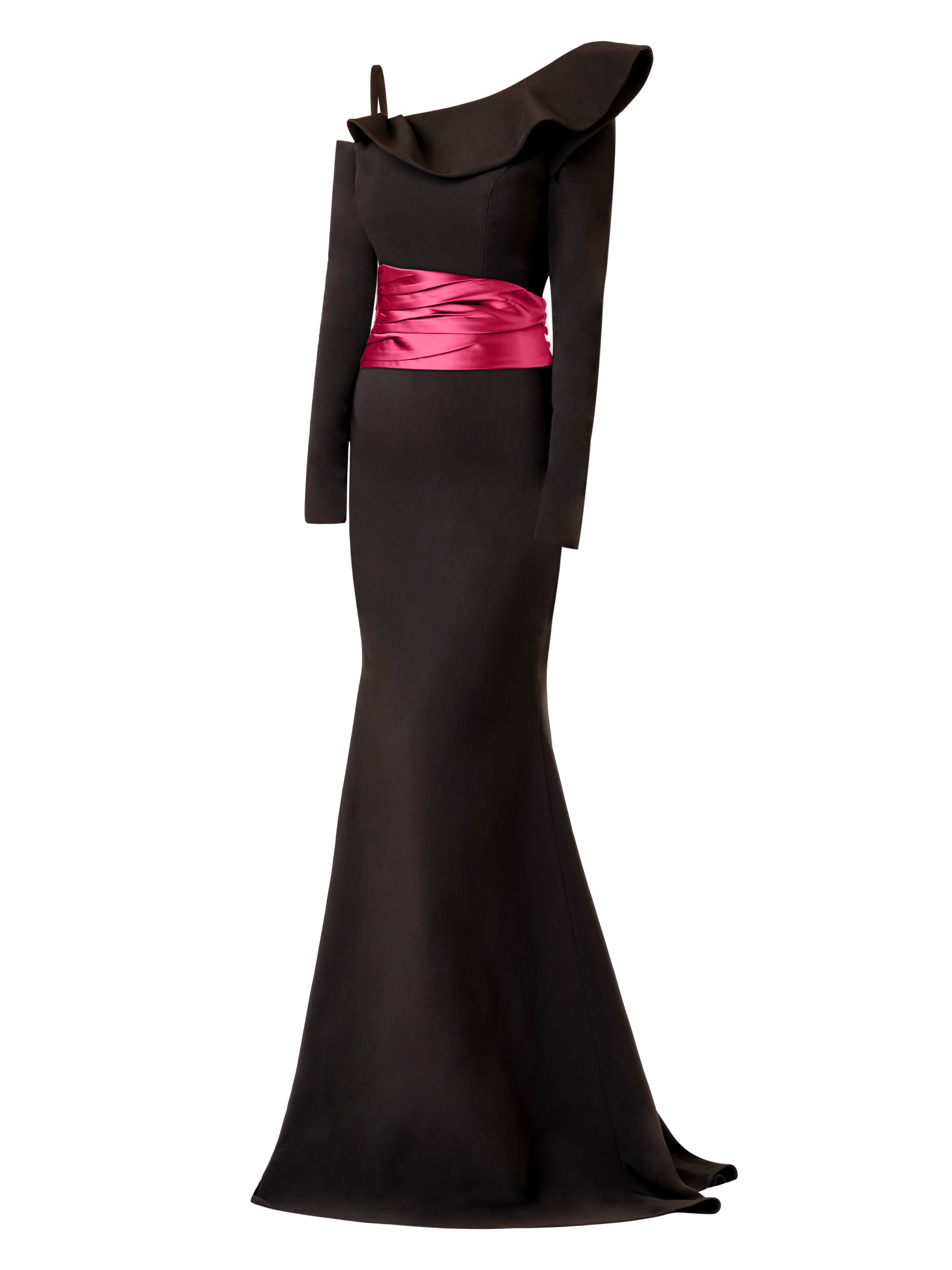black bridesmaid dress with pink sash 7017W Alfred angelo bridesmaid Empire Waist dress Black/ Tea Rose Size 22W