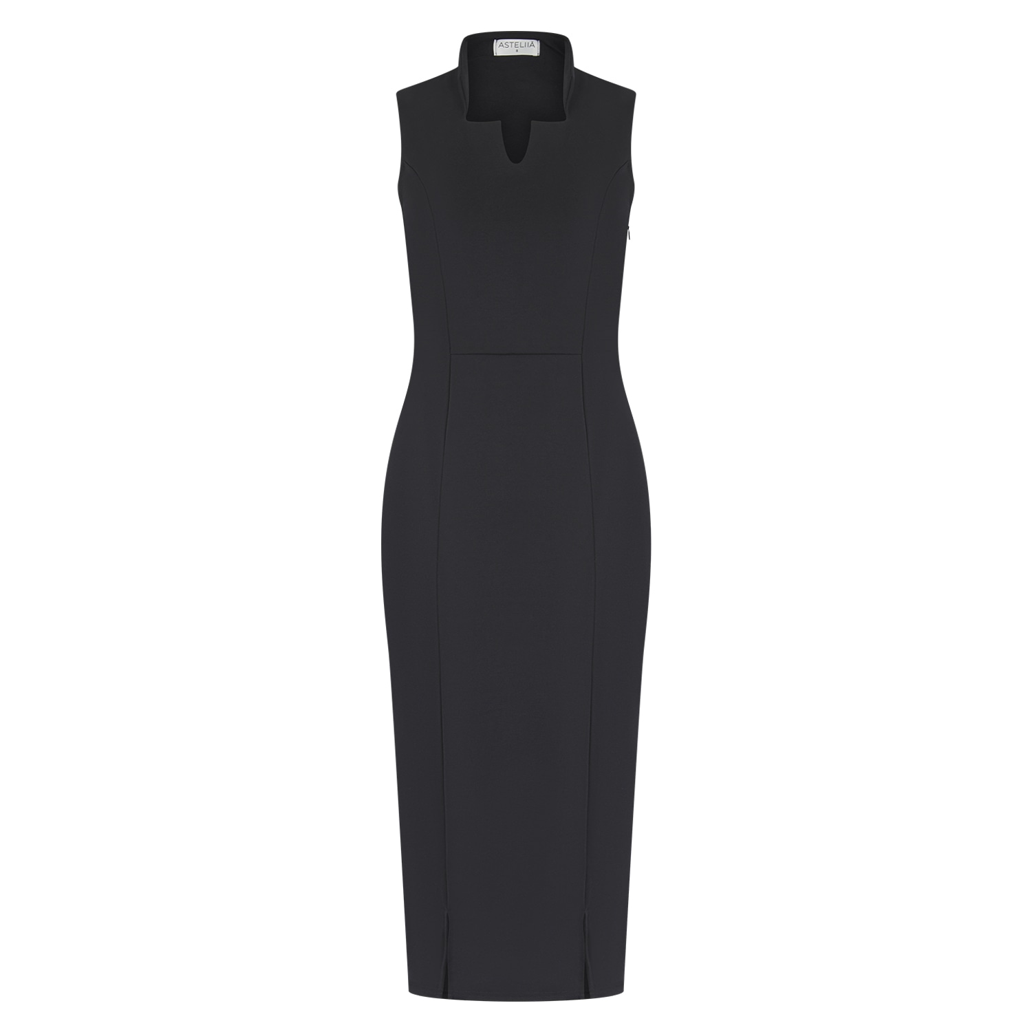 Celestine & Mae Maia Midi Dress With Notch Neckline - Black