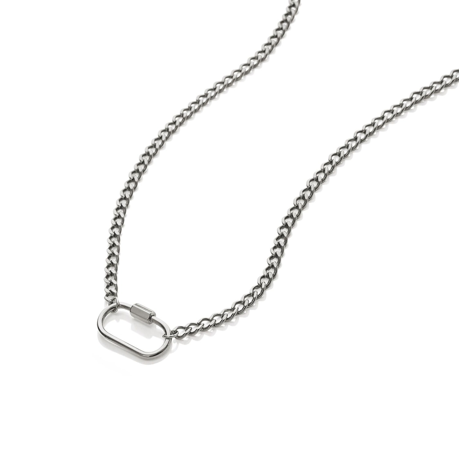 ミュージシャン BAND-MAID L CARABINER MATTE SILVER Maivelle Lexi Carabiner Chain Necklace - Silver | Bermuda Watch