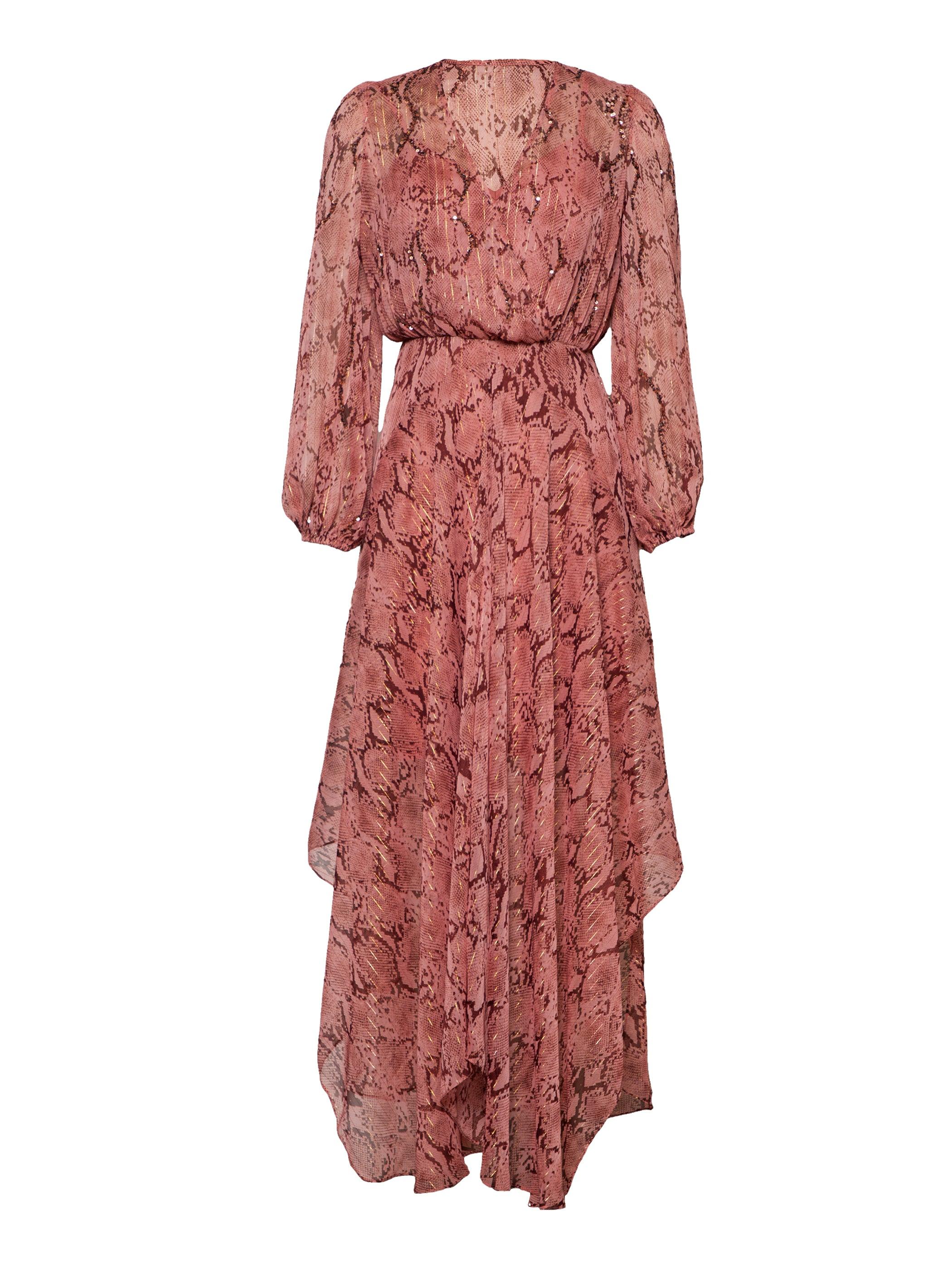pink snake dress Glitzy Draped Wrap Mini Dress Pink Snake