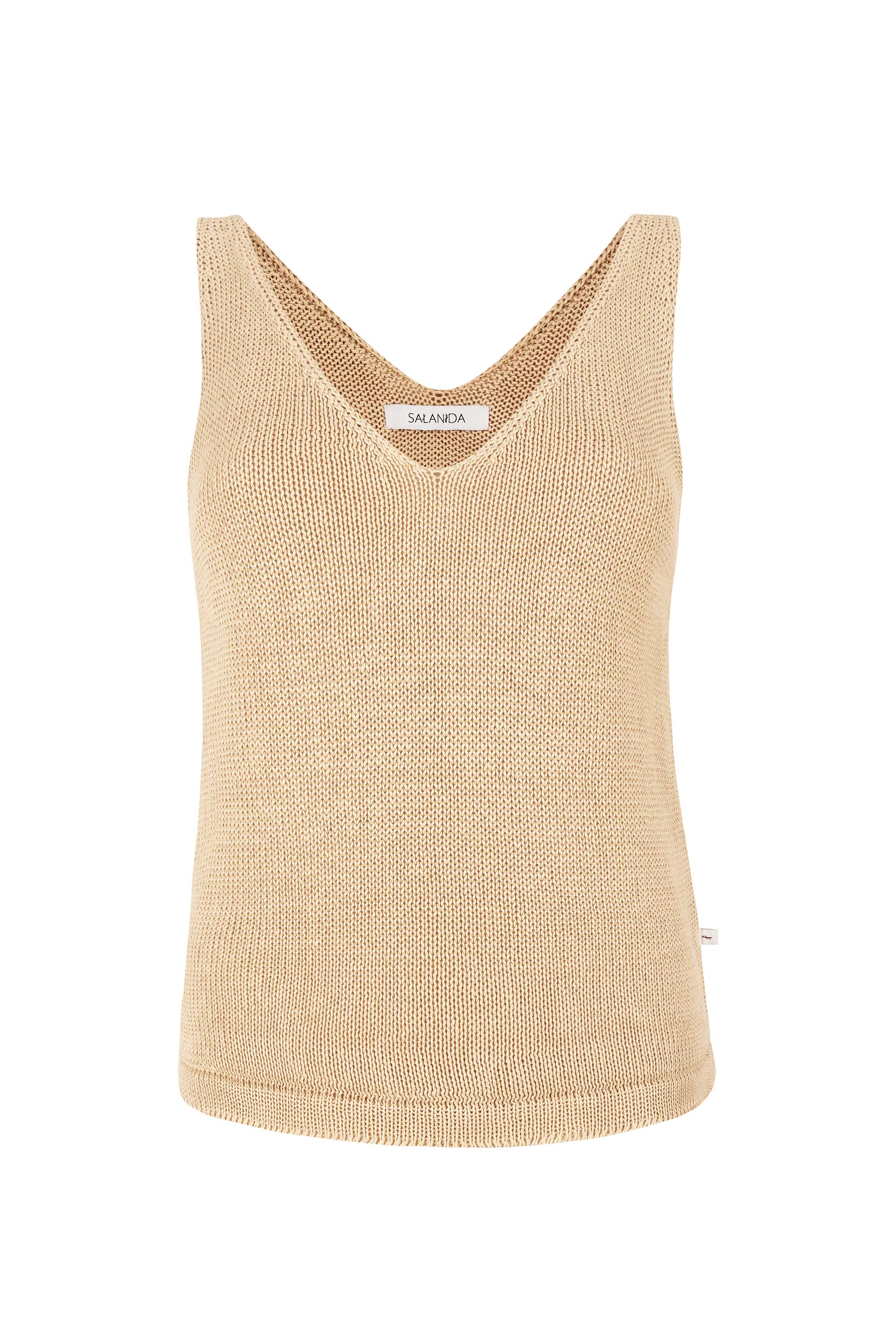 Mare Knitted 100% Linen Tank Top Sand | SALANIDA | Wolf & Badger