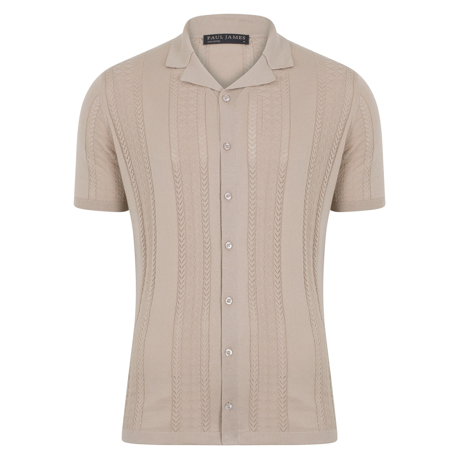 Mens Ultra Fine Cotton Santiago Open Knit Cuban Collar Shirt