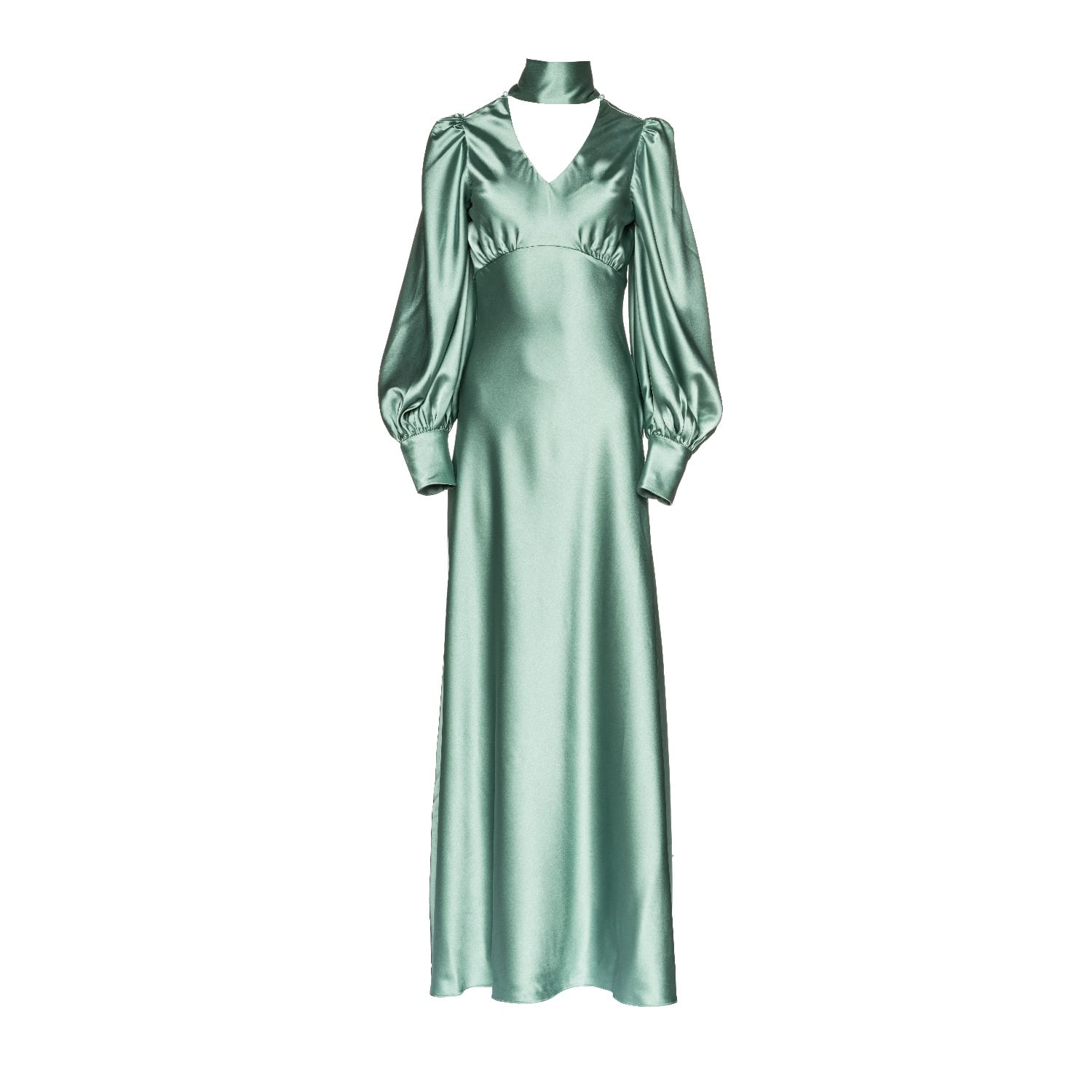 Vasiliki Atelier Morgan Full-sleeve Silky Gown - Blue