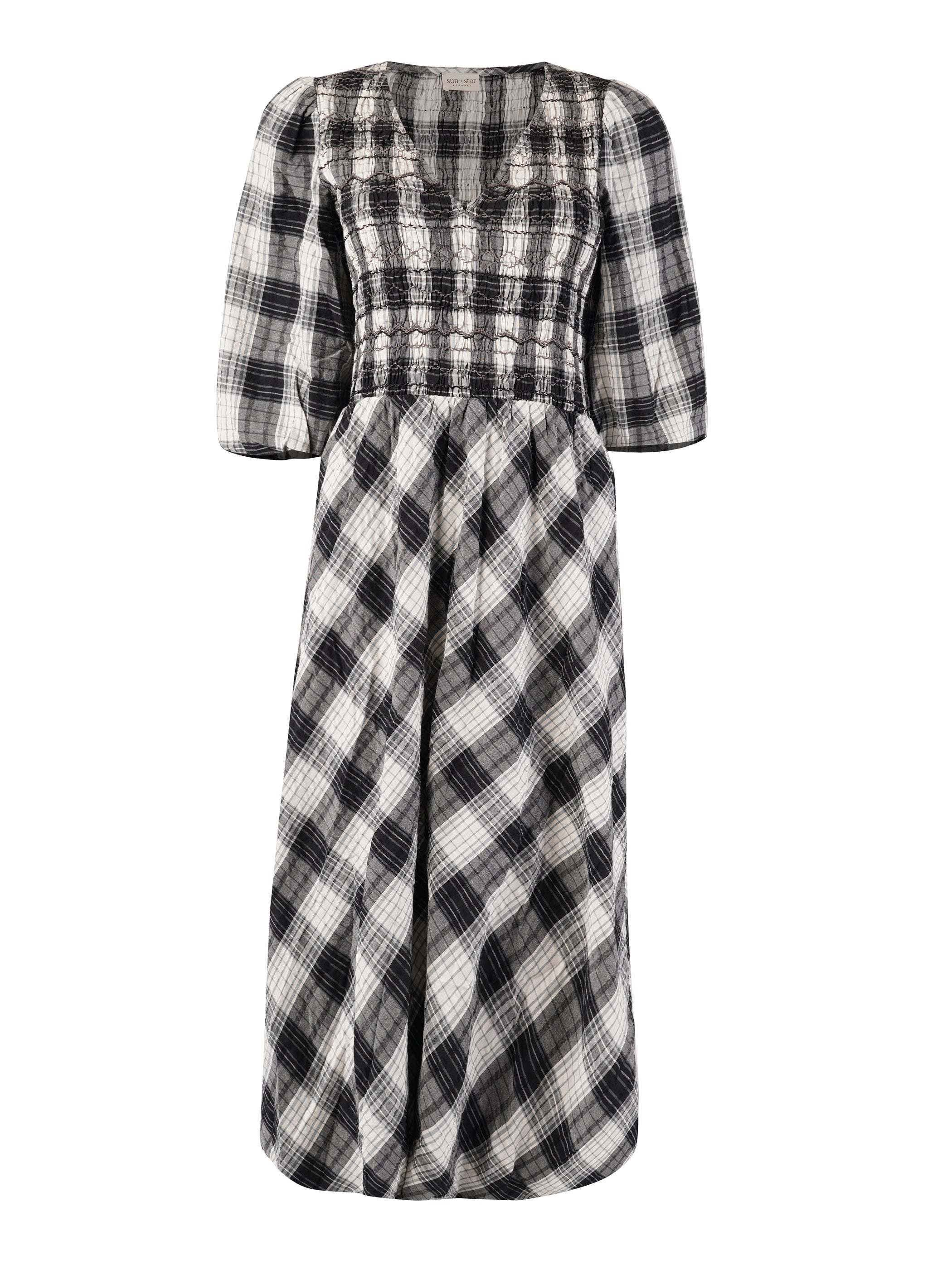 black and white check midi dress Ambrose Midi Dress in Black and White Gingham
