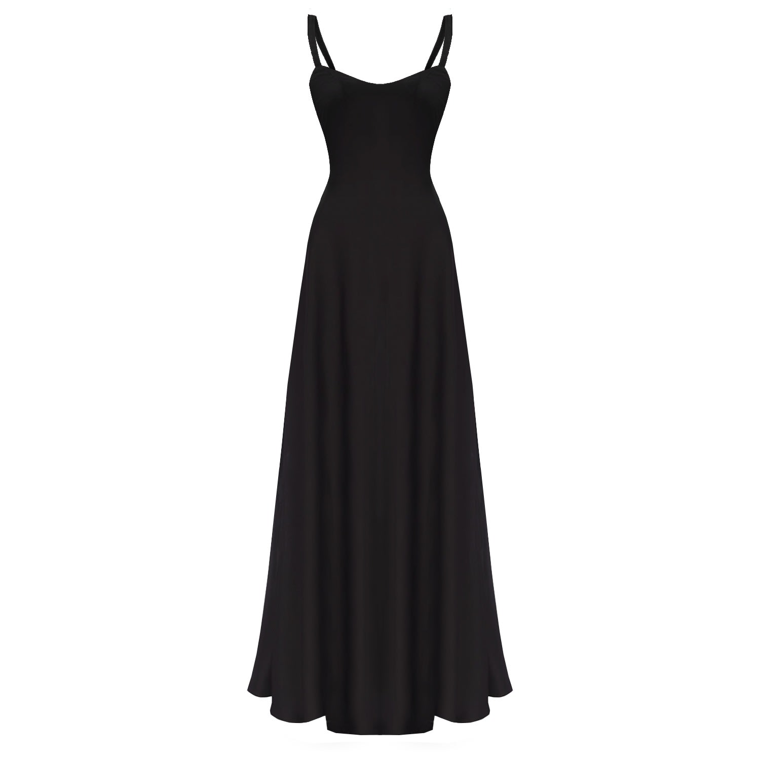 Nora Strap Maxi Dress With Open Back In Midnight Black | Lily