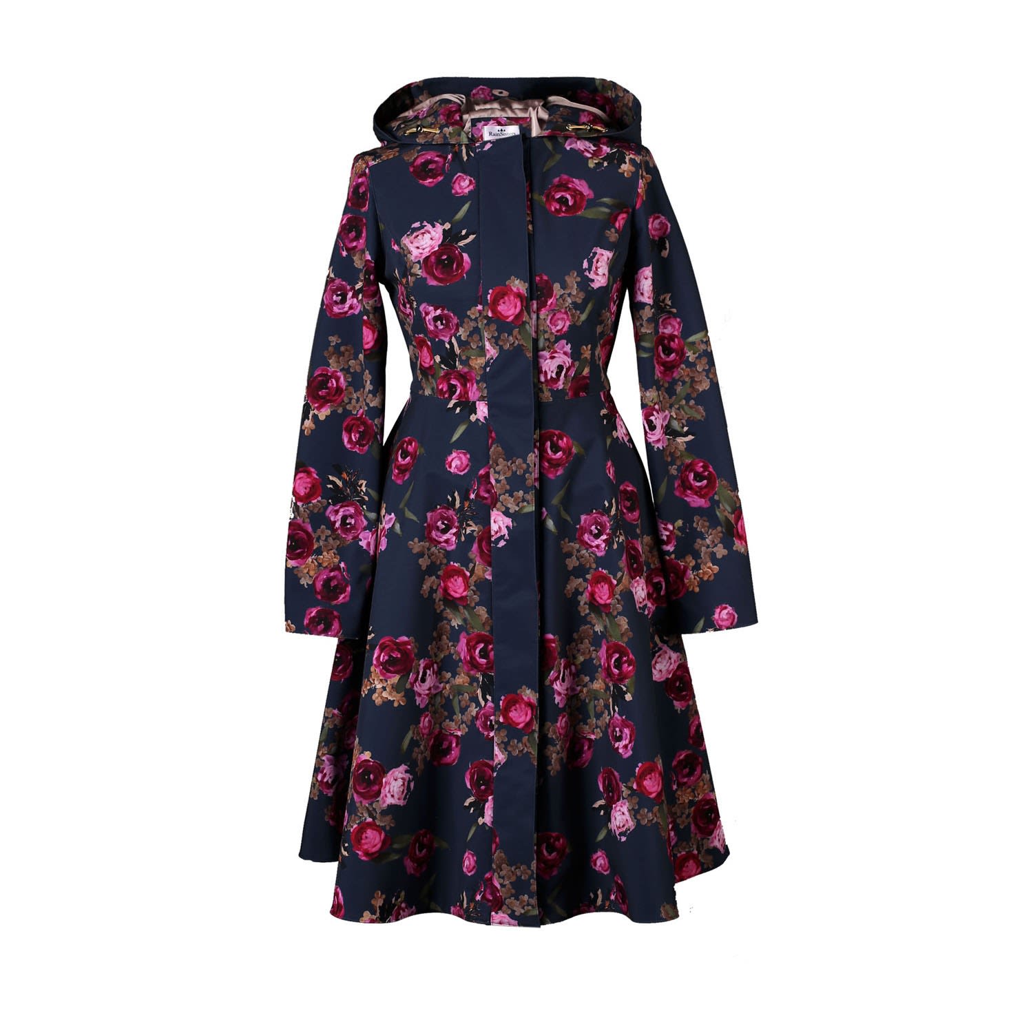 Fitted & Flared Women's Coat With Hood: Misty Rose Fitted & Flared Women's Coat With Hood: Misty Rose