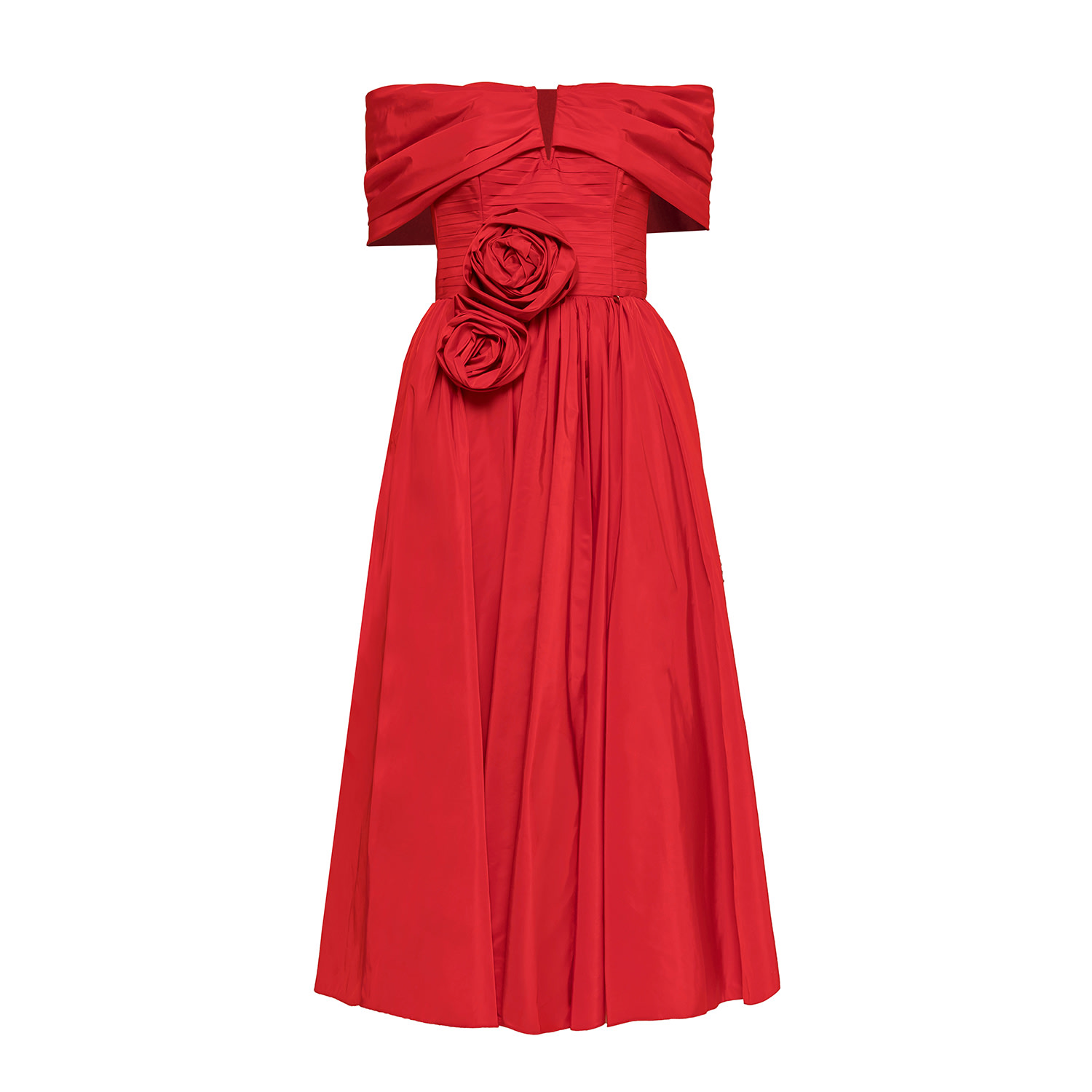 taffeta off the shoulder midi dress Nissa Off-shoulder Taffeta Midi Dress