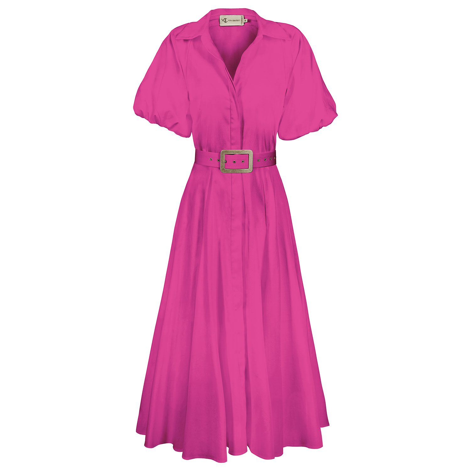 Oman Hot Pink Midi Office Shirt Poplin Cotton Dress | Alina Cernatescu |  Wolf & Badger