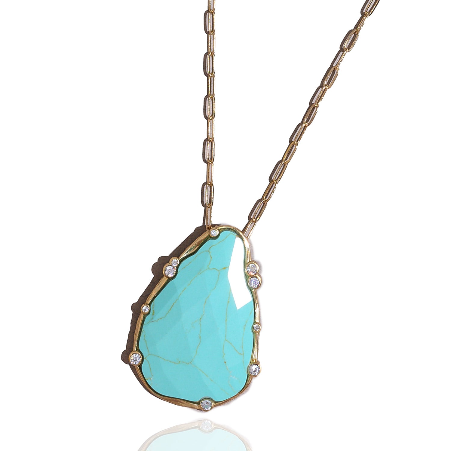 Organic Turquoise Teardrop Necklace | Rare Matters Jewelry | Wolf