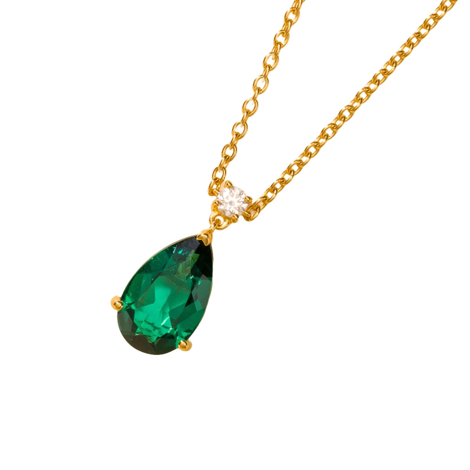 Ori Large Gold Pendant Necklace Emerald Diamond Juvetti Wolf