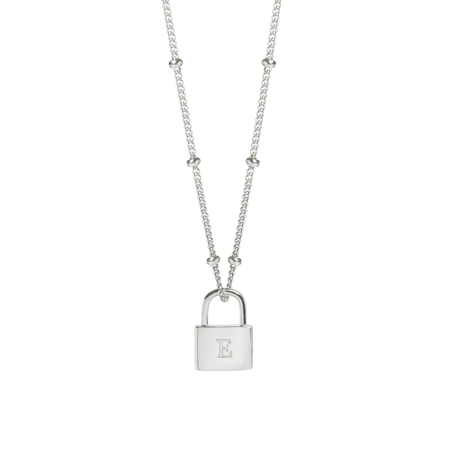 Padlock Necklace Silver With Bead Chain | Muru | Wolf & Badger