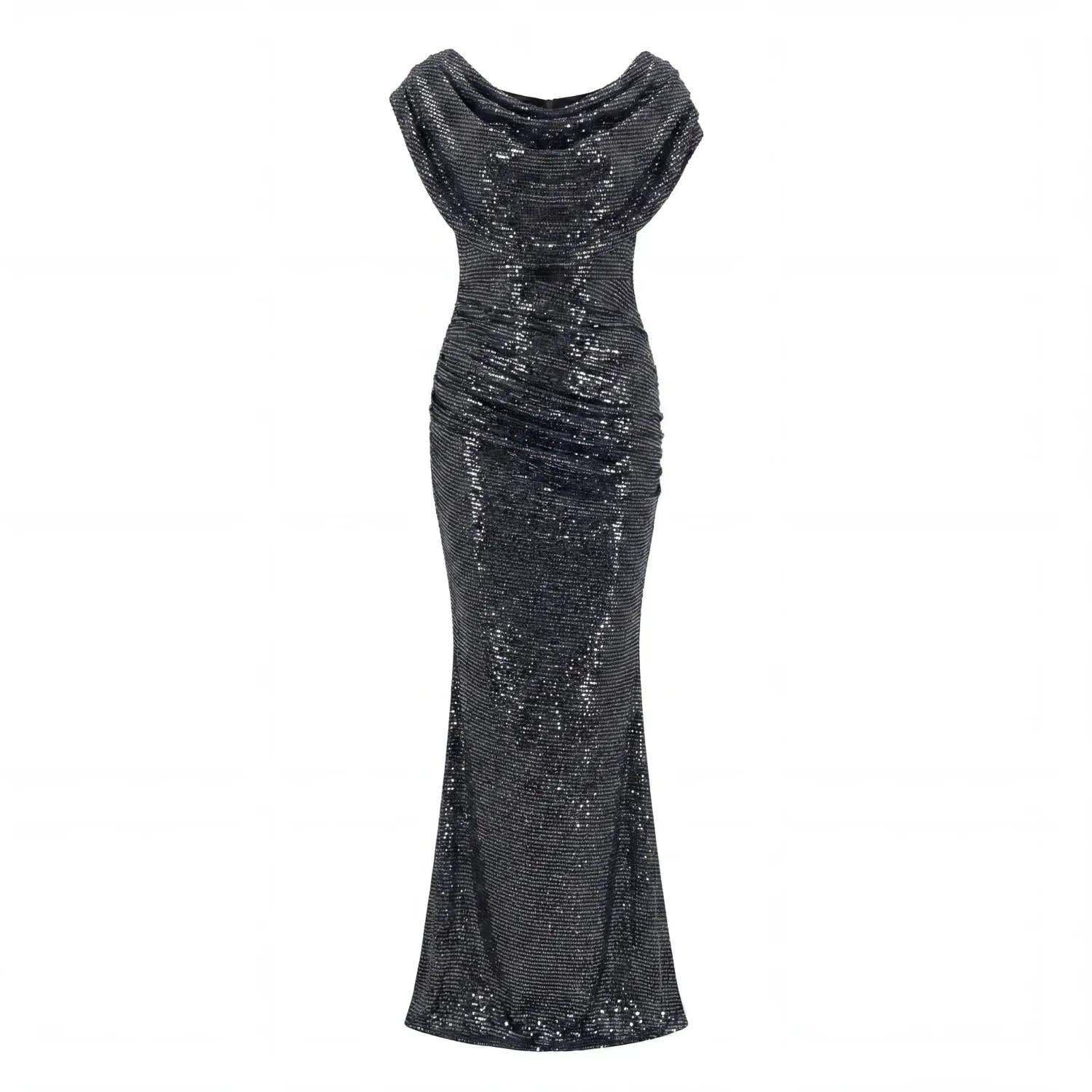 gunmetal glitter dress Roisin Diamante Maxi Dress / Gunmetal | MESHKI main image 1