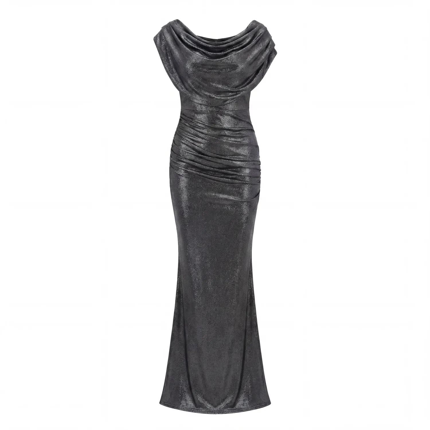Platinum Gown In Gunmetal Shimmer | Atom Label | Wolf & Badger