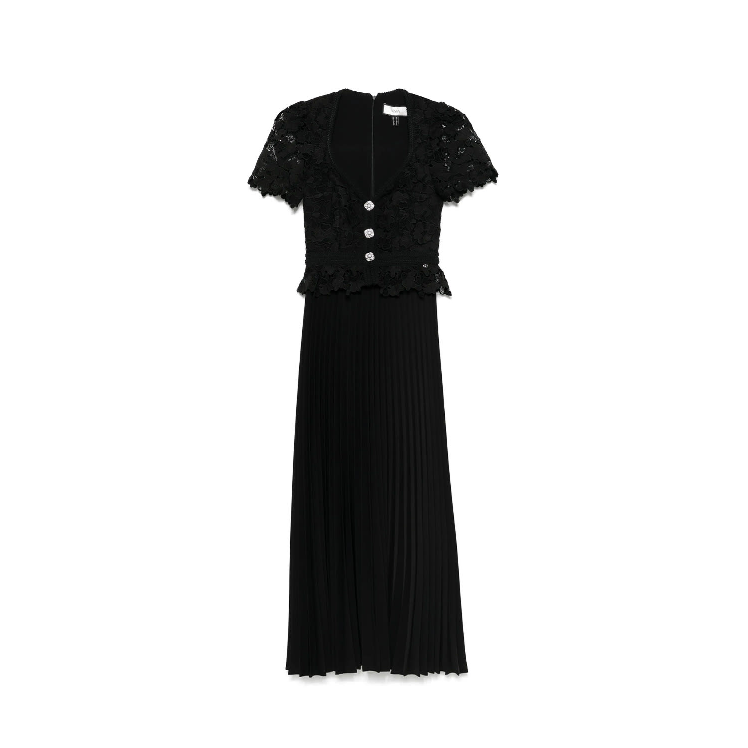 open lace back dress Farm Rio Black Flowerful Garden Midi Dress, Snake Garden Black / Xs main image 0