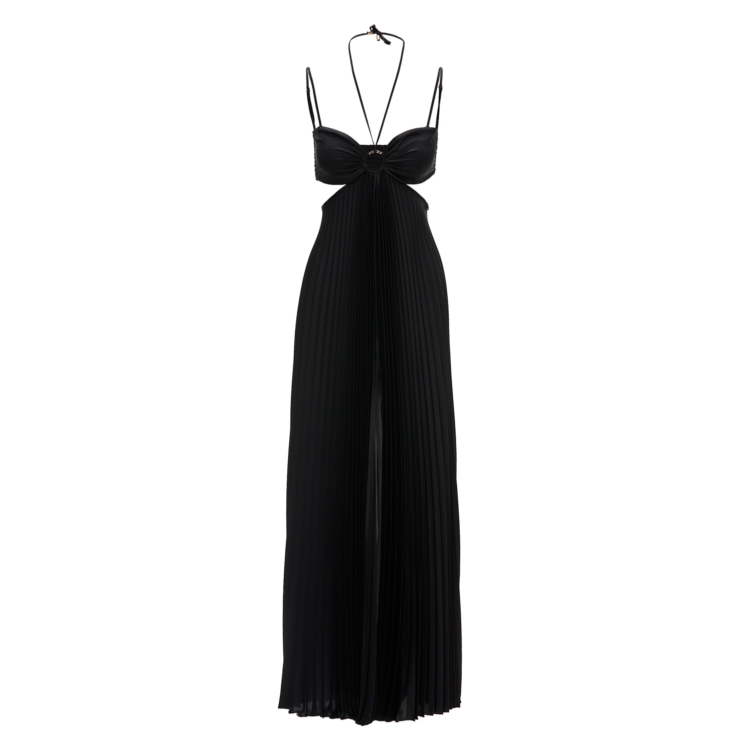 Pleated Open Back Dress Black Nissa Wolf Badger