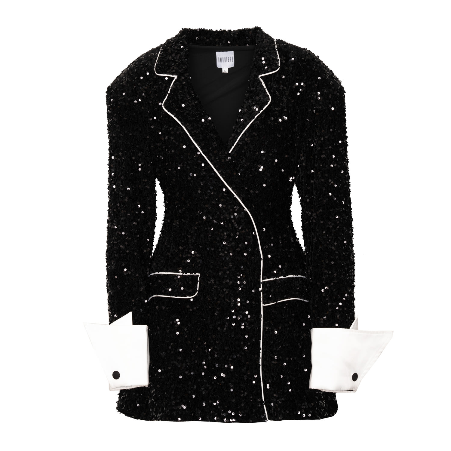 Ofuure Sequin Blazer Dress with Cuff Detail - Black