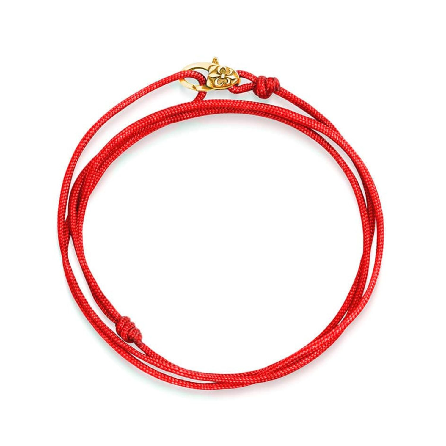Red Wrap-Around String Bracelet With Sterling Silver Gold Plated