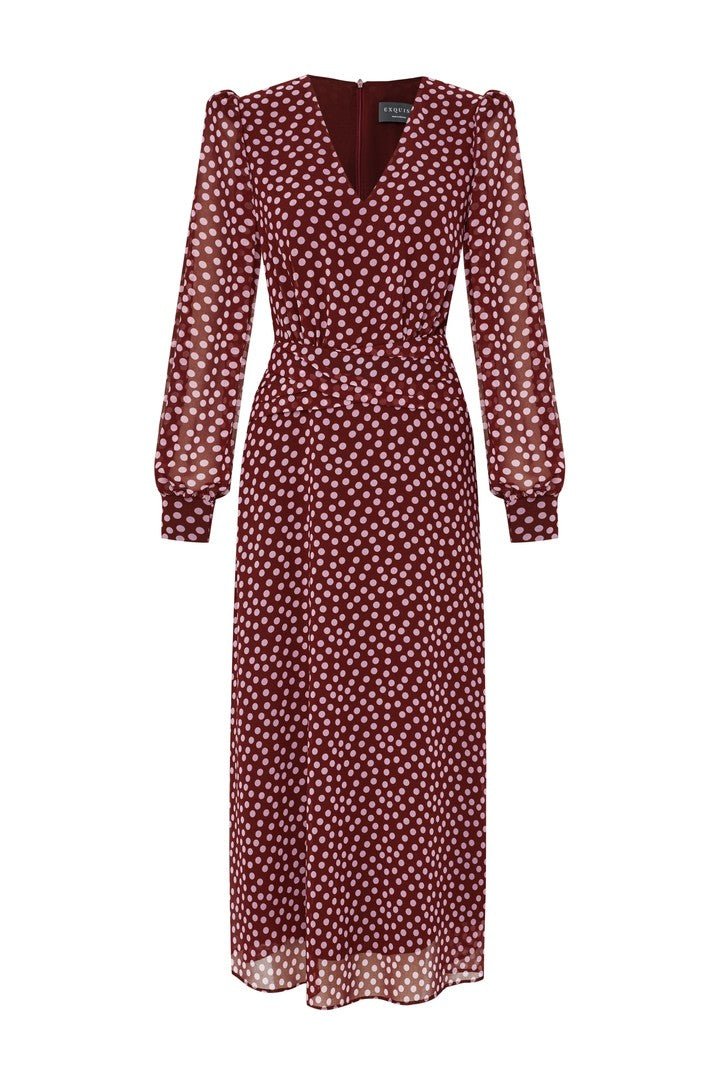 sachin and babi light blue dress Regular Polka Dot Chiffon Midi Dress - Red | EXQUISE