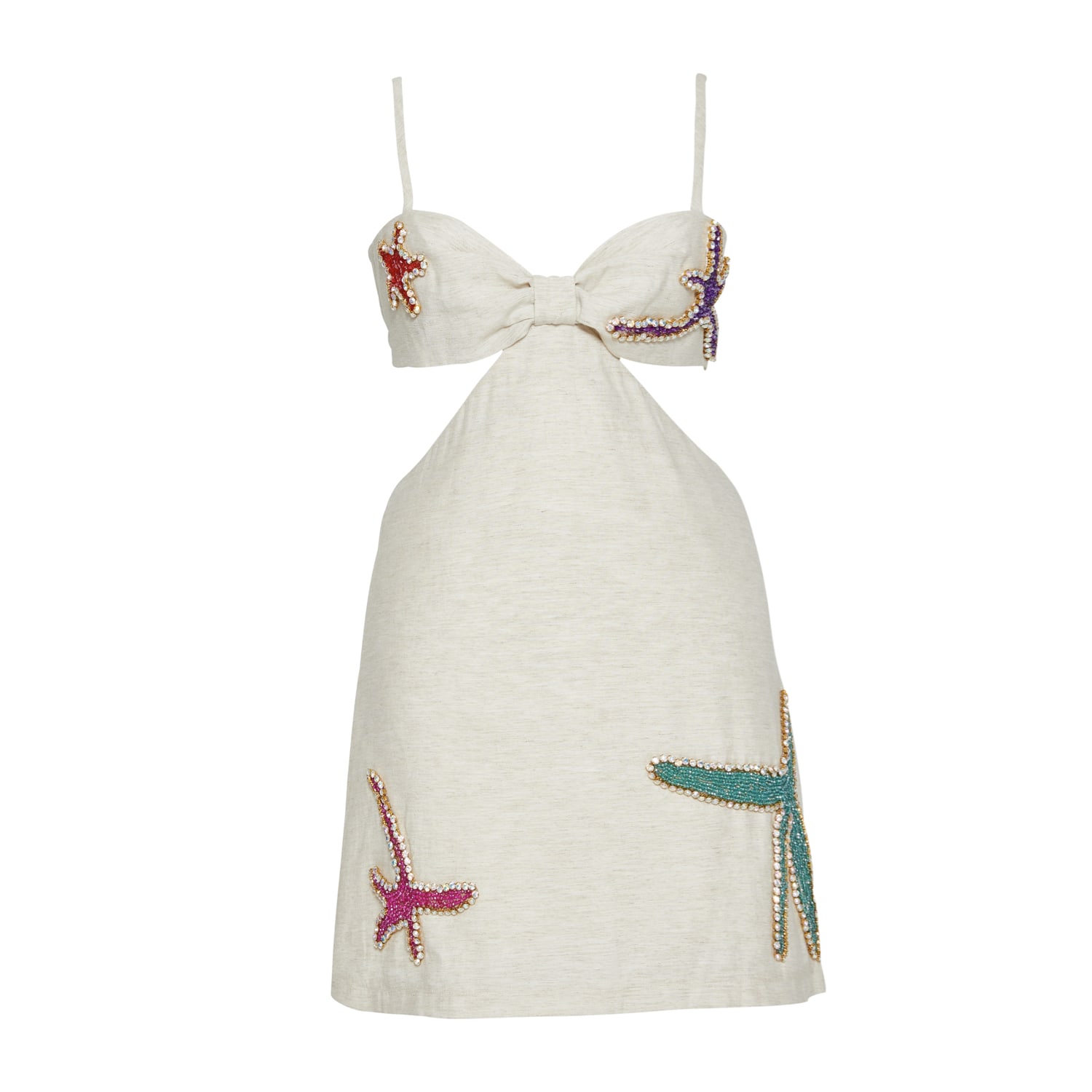 Rhea Embellished Cut-Out Mini Dress Beige | BY FELIZIA | Wolf & Badger