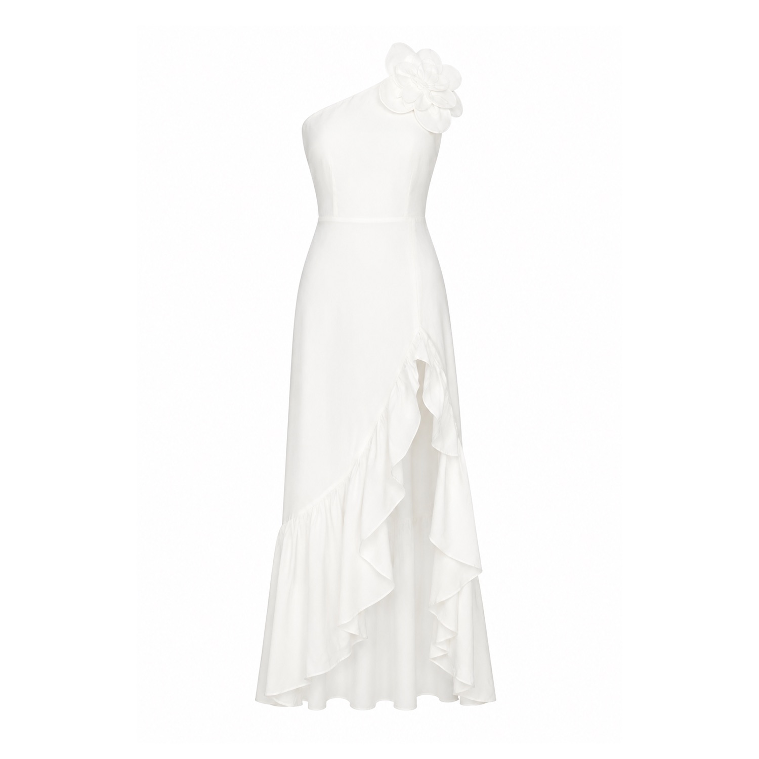 white one shoulder ruffle hem maxi dress white one shoulder ruffle hem maxi dress Anaya With Love Recycled White One  Shoulder Ruffle Maxi Dress  Maya Deluxe